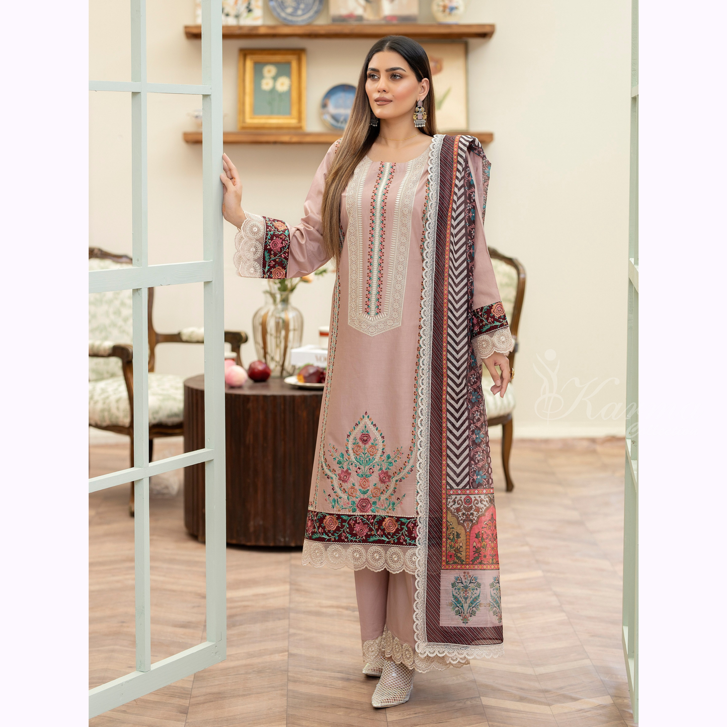KC-1448 Embroidered Cotton Collection Ready to Wear 3 Pc - Karma Collection