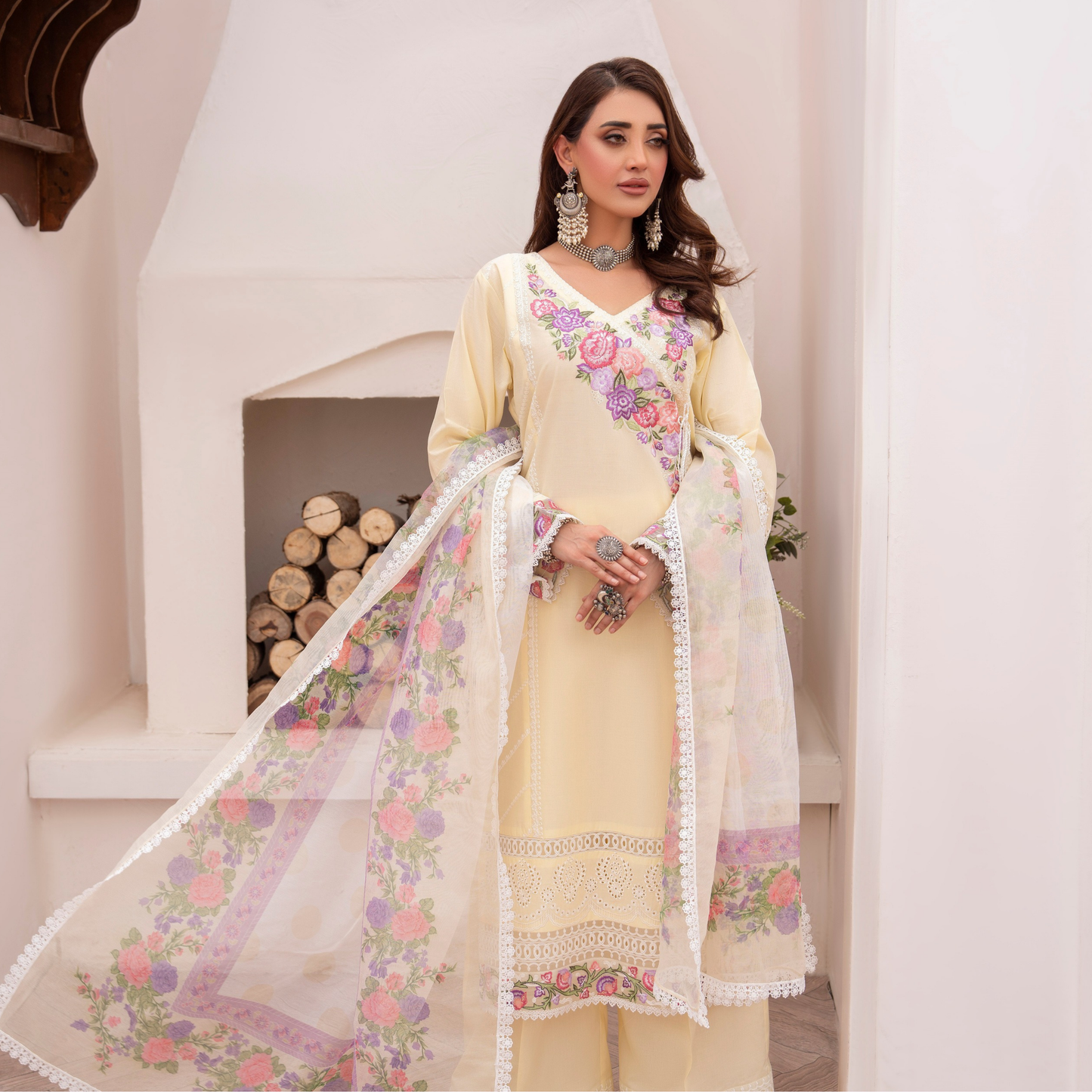 KC-1481 Embroidered Luxury Chikankari Cambric Cotton Collection | Ready to Wear | Karma Collection