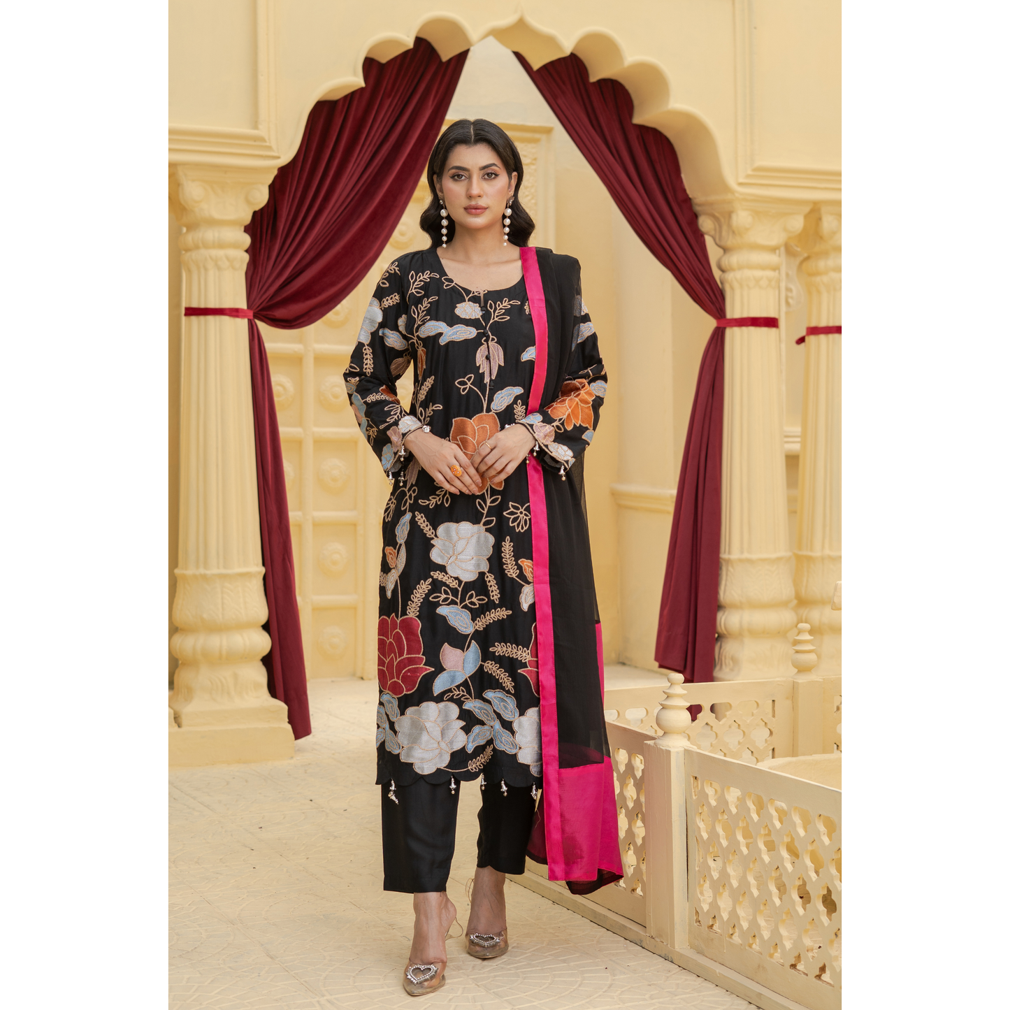 UA-128 3 Pc Embroidered Linen Collection Pakistani Dress Asian Clothes