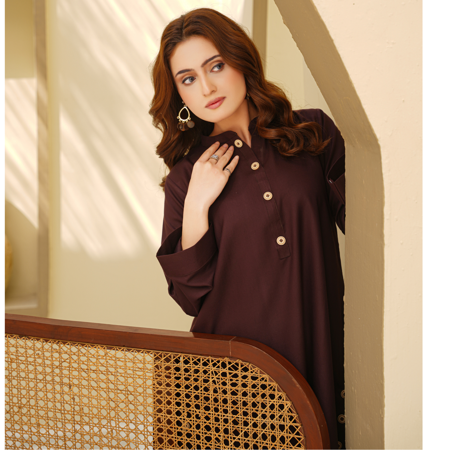 UA-129 Stylish Modest Dhanak Solid Co Ord Set by Umnaa