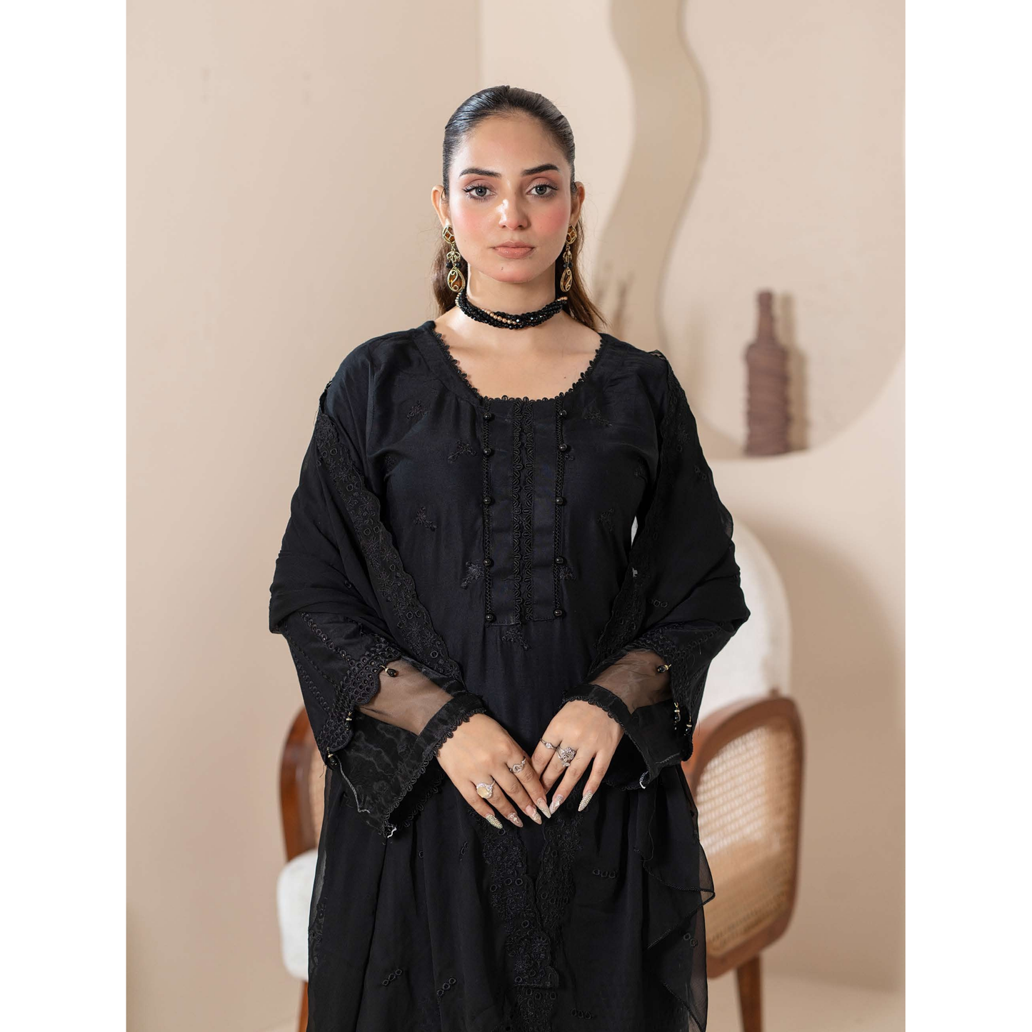UMRZ-51 "IMAGEKARI" Linen Chikankari 3 Pc Collection by Rangz