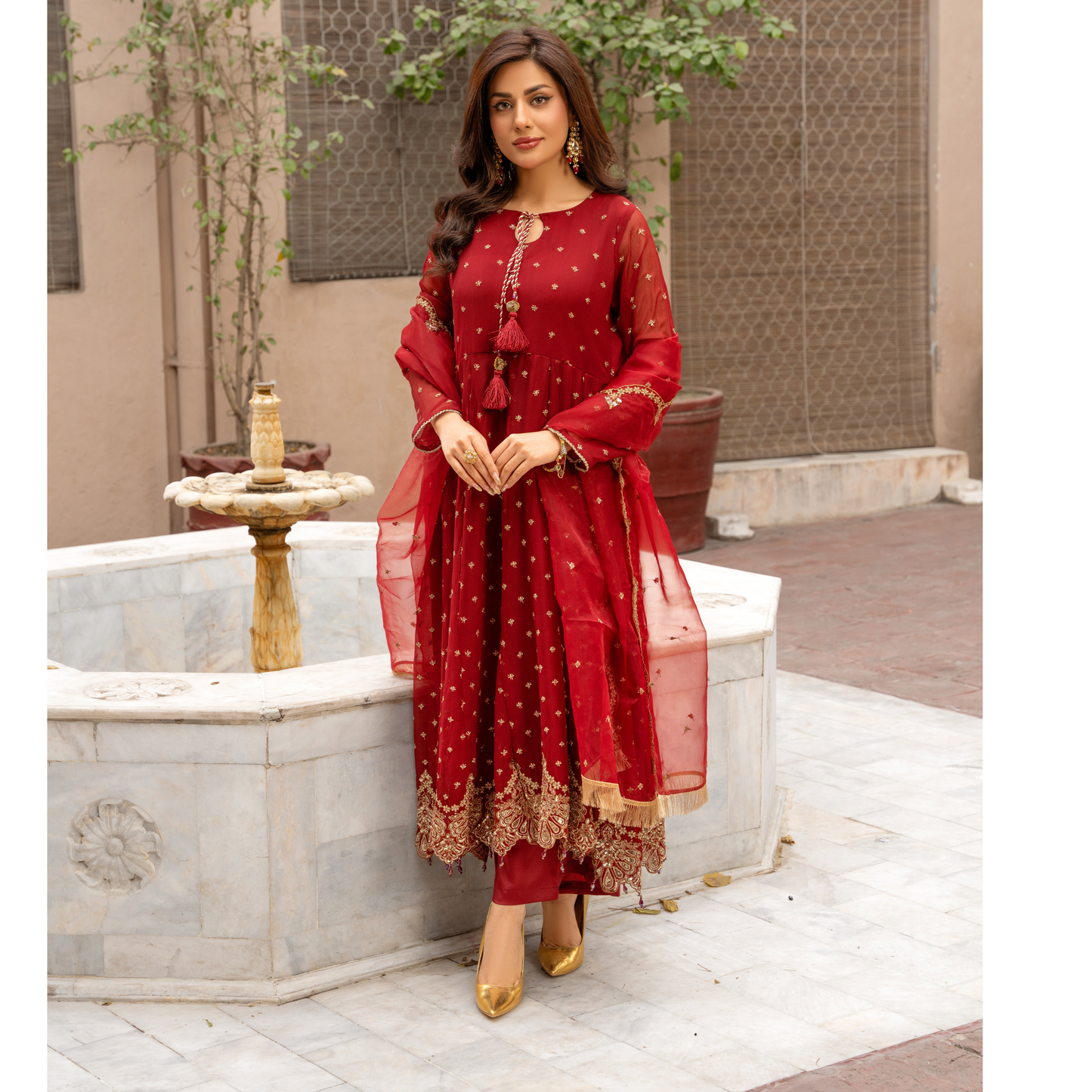 U-72 3 Pc Embroidered Chiffon long frock collection-UMNAA
