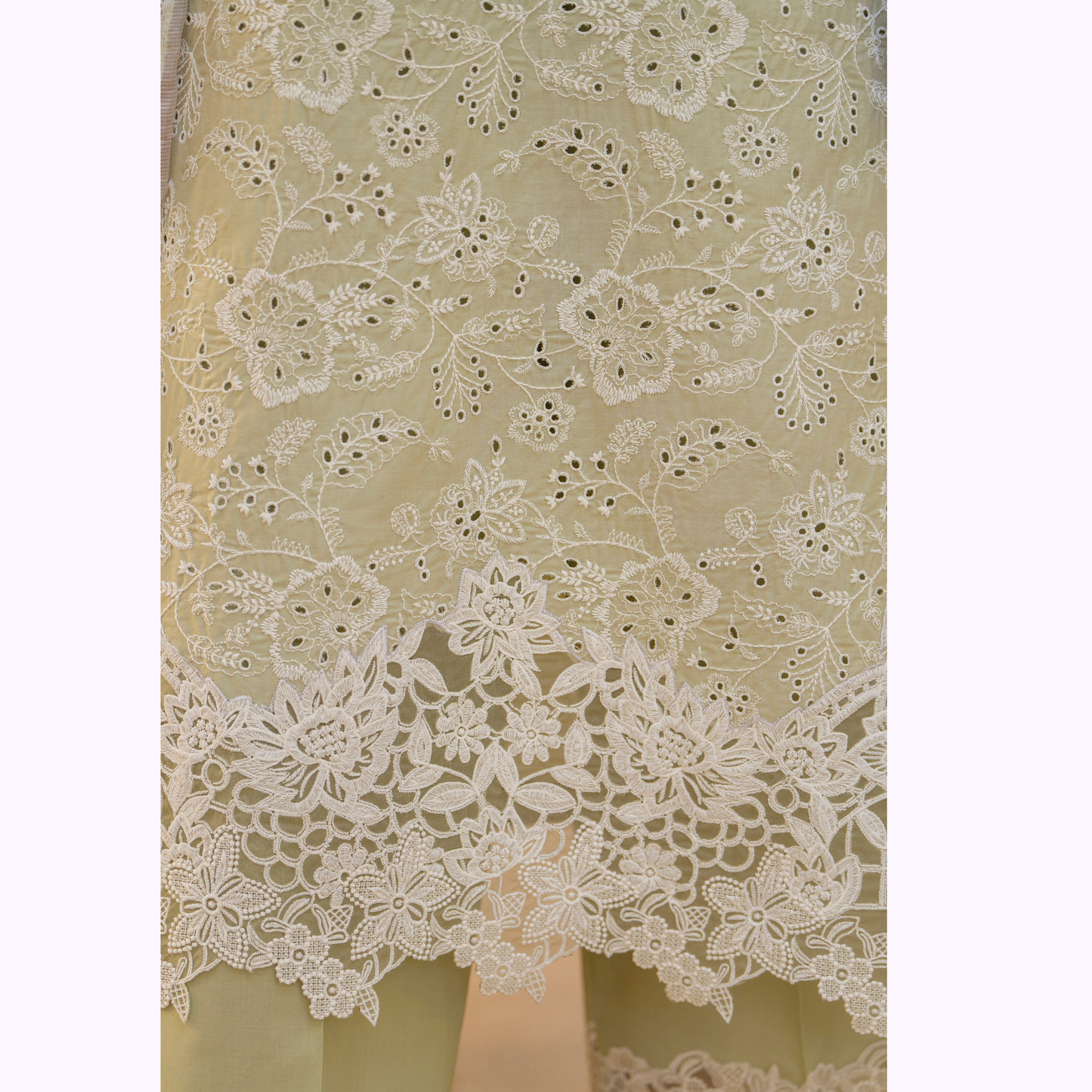 KC-1443 Embroidered Chikankari Cambric Cotton Dress Ready to Wear 3 Pc - Karma Collection