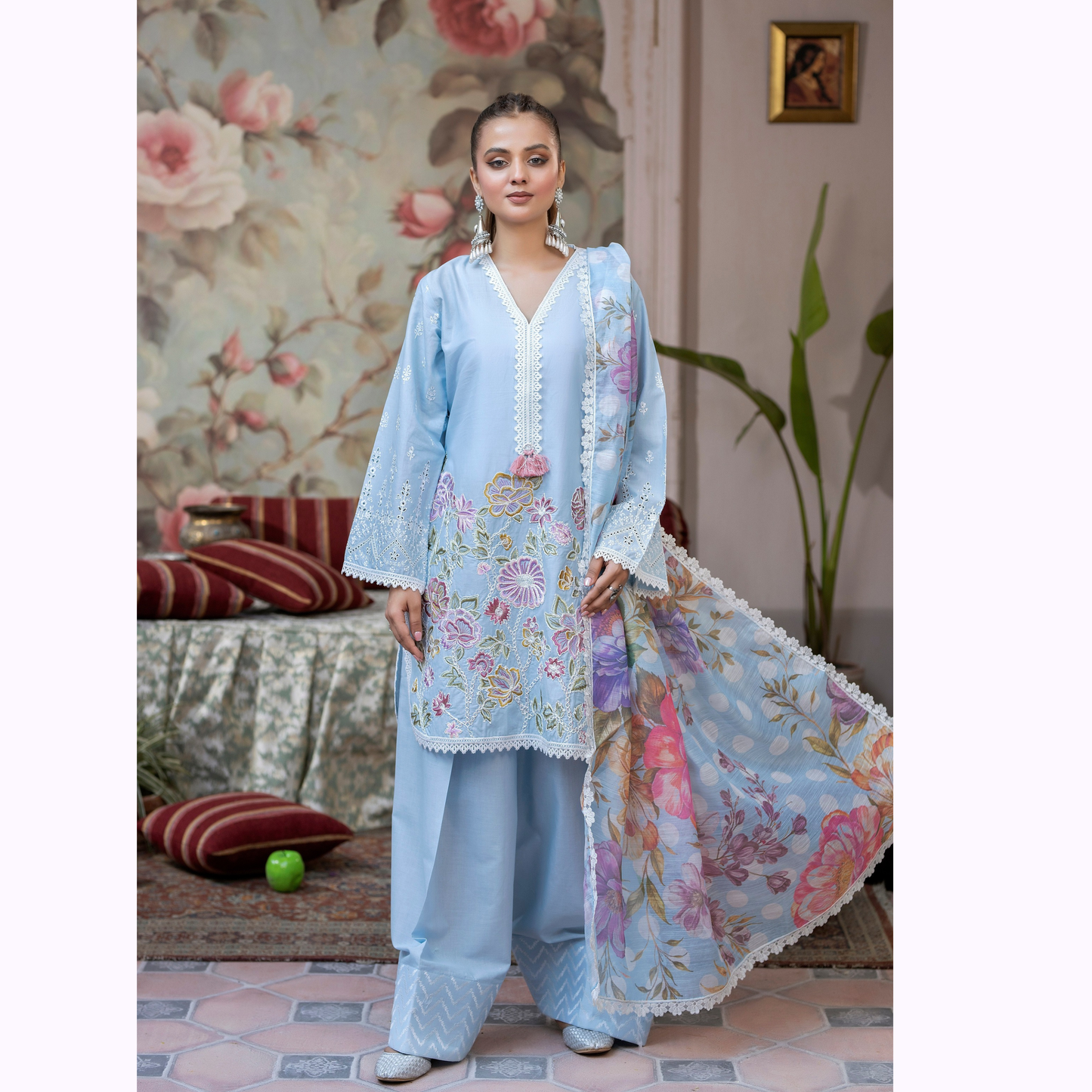 KC-1449 Trendy farshi Shalwar Embroidered Cotton Collection Ready to Wear 3 Pc - Karma Collection