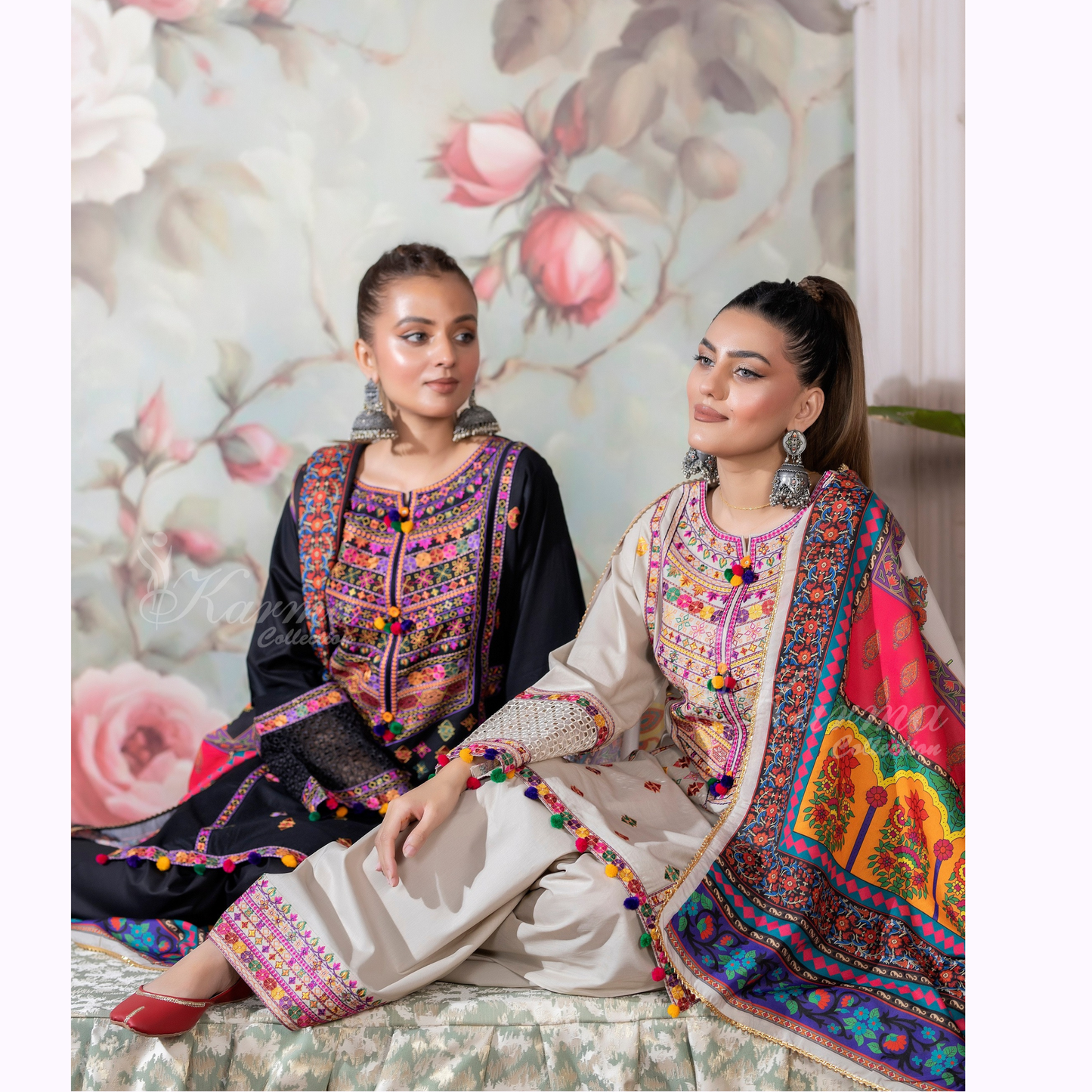 KC-1454 Trendy farshi Shalwar Embroidered Cotton Collection Ready to Wear 3 Pc - Karma Collection