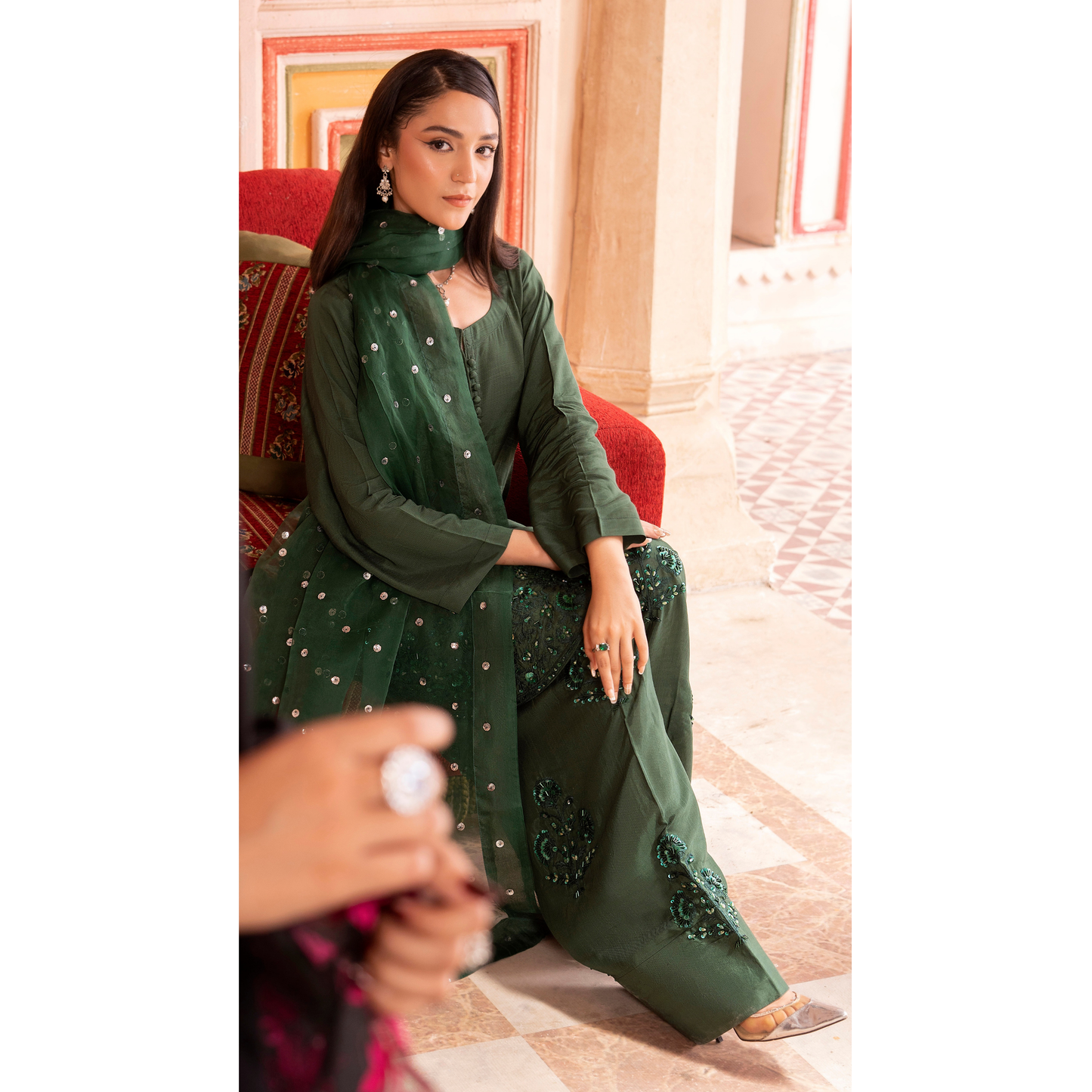 RA-19 Luxury Raw Silk Embroidered Farshi Shalwar Collection |Ready to Wear | Raniya.h