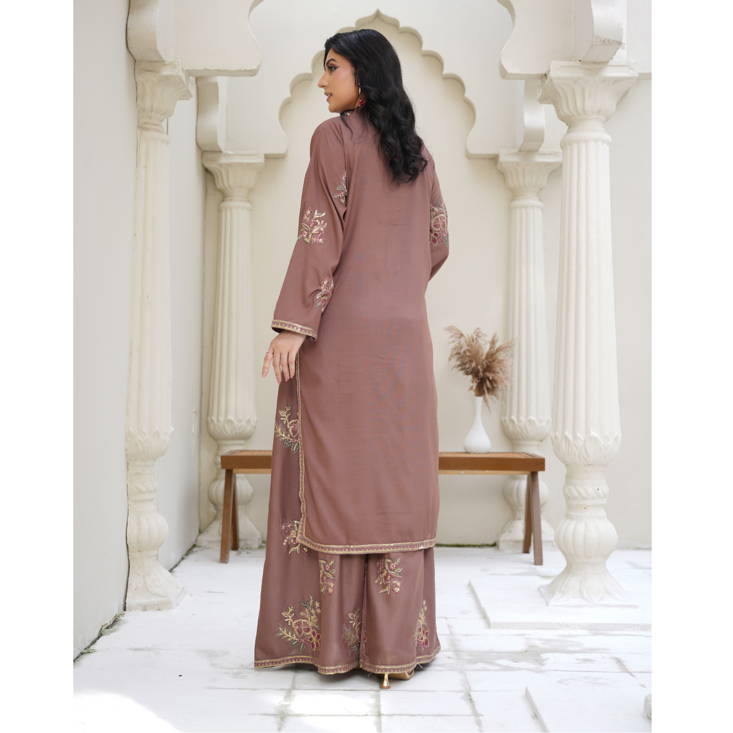 UA-45 Embroidered Viscose Linen 2 Pc Pakistani Co Ord Set Dress | Ready to wear | UMNAA