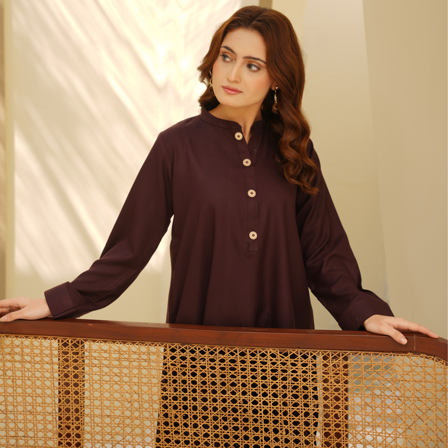UA-129 Stylish Modest Dhanak Solid Co Ord Set by Umnaa