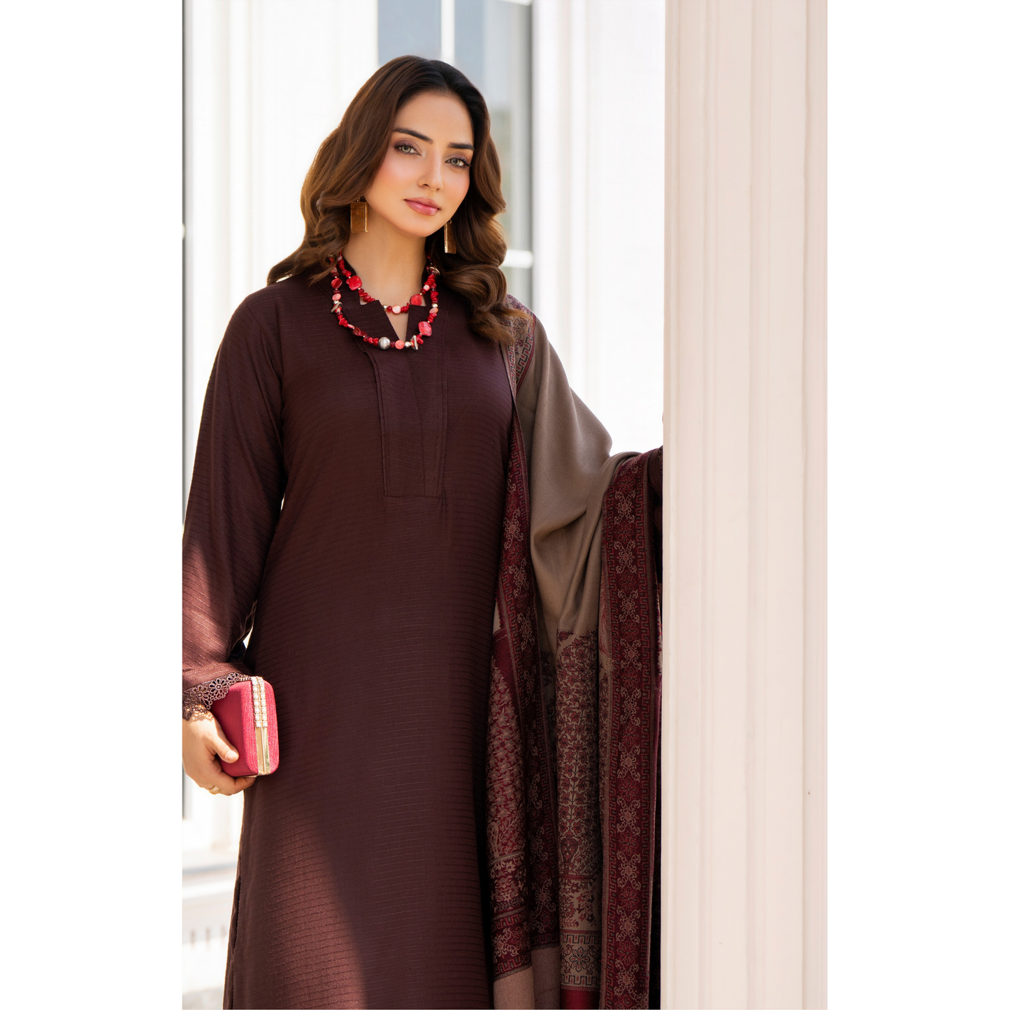 RA-23 Dhanak Dress with Kashmiri Wool Shawl 3 Pc Collection |Ready to Wear | Winter Collection | Raniya.h