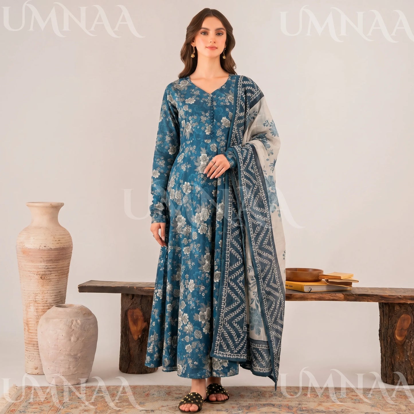 UA-197 Printed Poly Lawn frock 3 Pc Collection Ready to Wear Pakistani Asian clothes