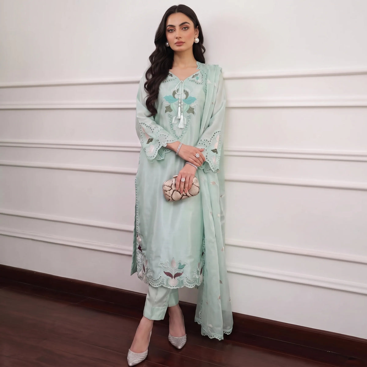 UA-265 Embroidered Festive Sheesha Silk Collection by Umnaa | Pakistani Trendy Kaftan Asian Clothing