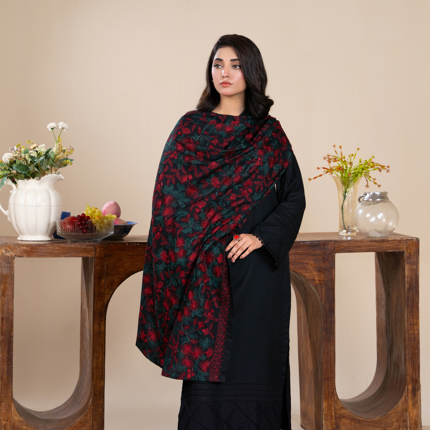RA-21 3 Pc Dhanak Dress with Embroidered Dhanak Shawl |Ready to Wear | Winter Collection | Raniya.h