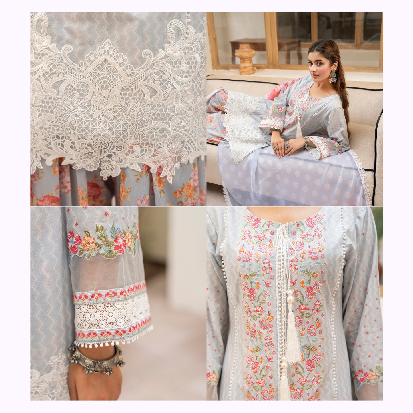 "Aina II" Embroidered Printed Lawn 3 Pc Collection by Karma Collection