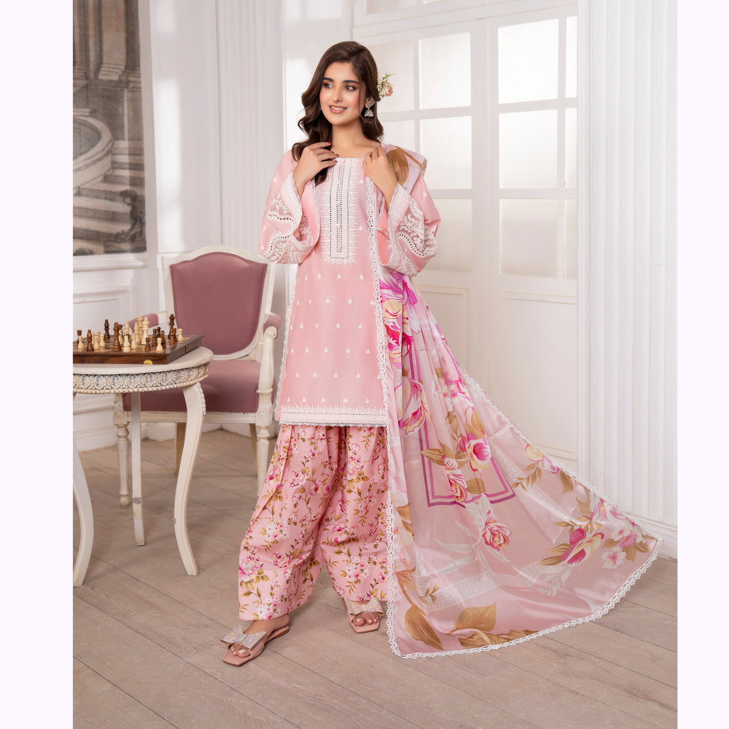 3 Pc Luxury Embroidered trendy Farshi Shalwar Collection | Eid Wear | karma collection