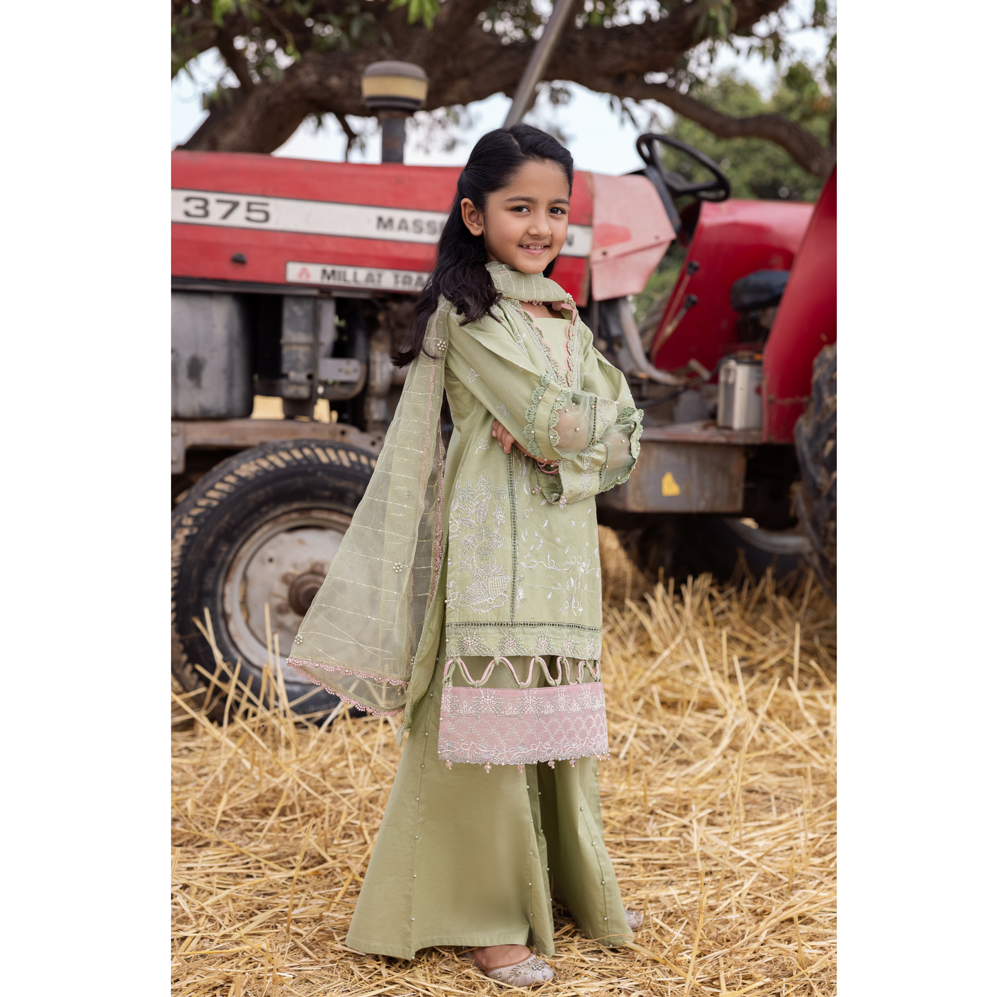 UAL-105 Luxury Festive Lawn Embroidered Mother–Daughter Matching Outfit Set by ALLY'S