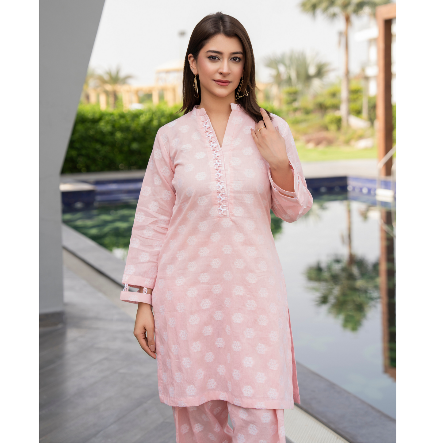 UA-86 2 Pc Jacquard Lawn Co-Ords Set | Ready to Wear | Umnaa