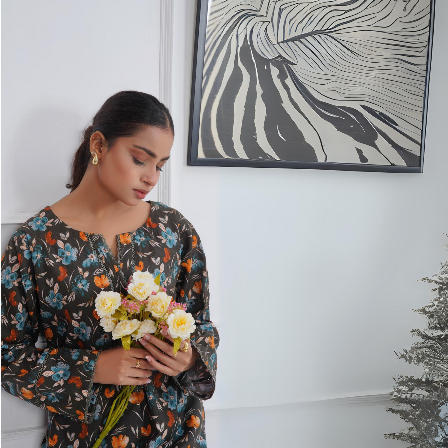 Multi 2 Pc floral Printed Khaddar Pakistani Co-Ords Set | Ready to wear| Hayats