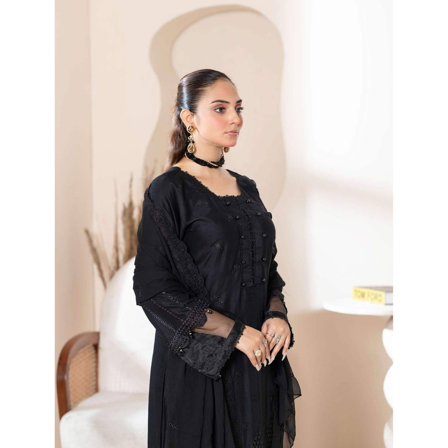 UMRZ-51 "IMAGEKARI" Linen Chikankari 3 Pc Collection by Rangz