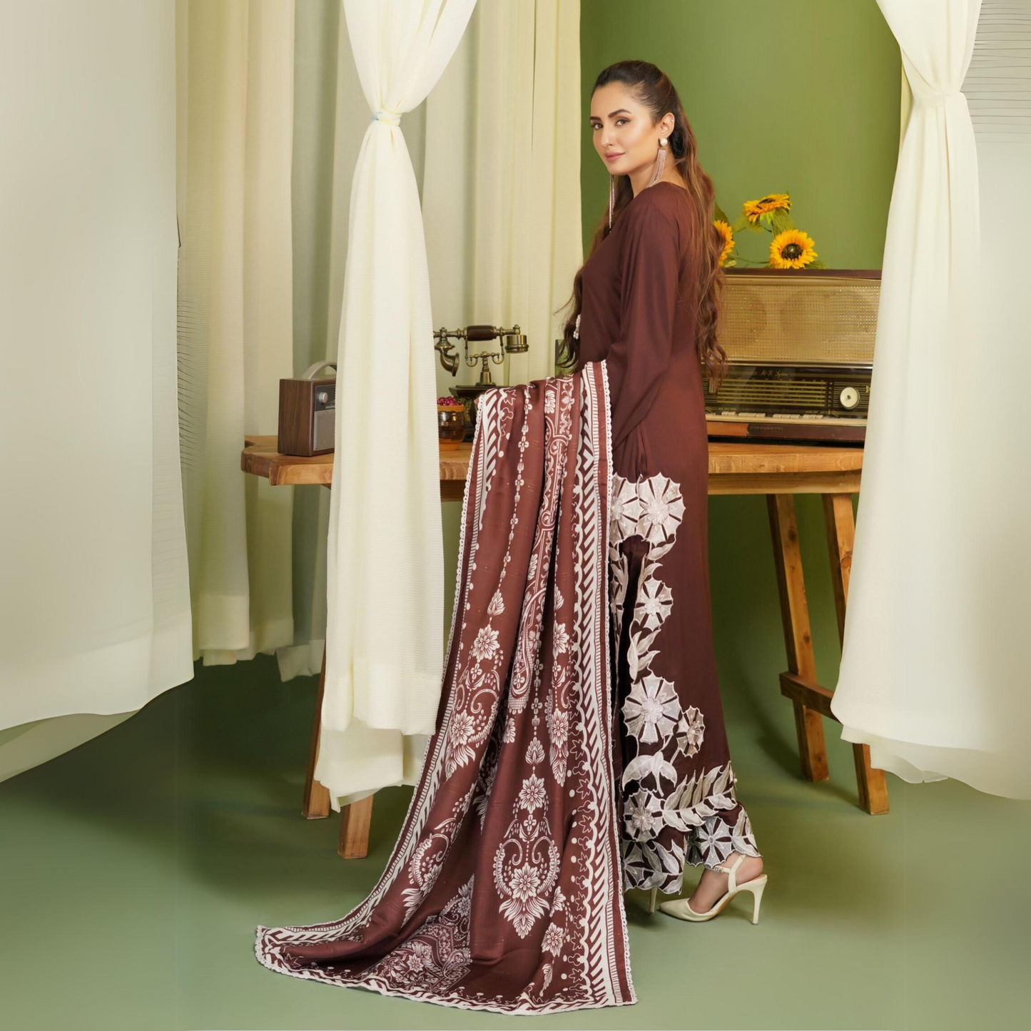 3 Pc Winter Linen Collection with Wool Shawl | Winter Collection | SIMRANS