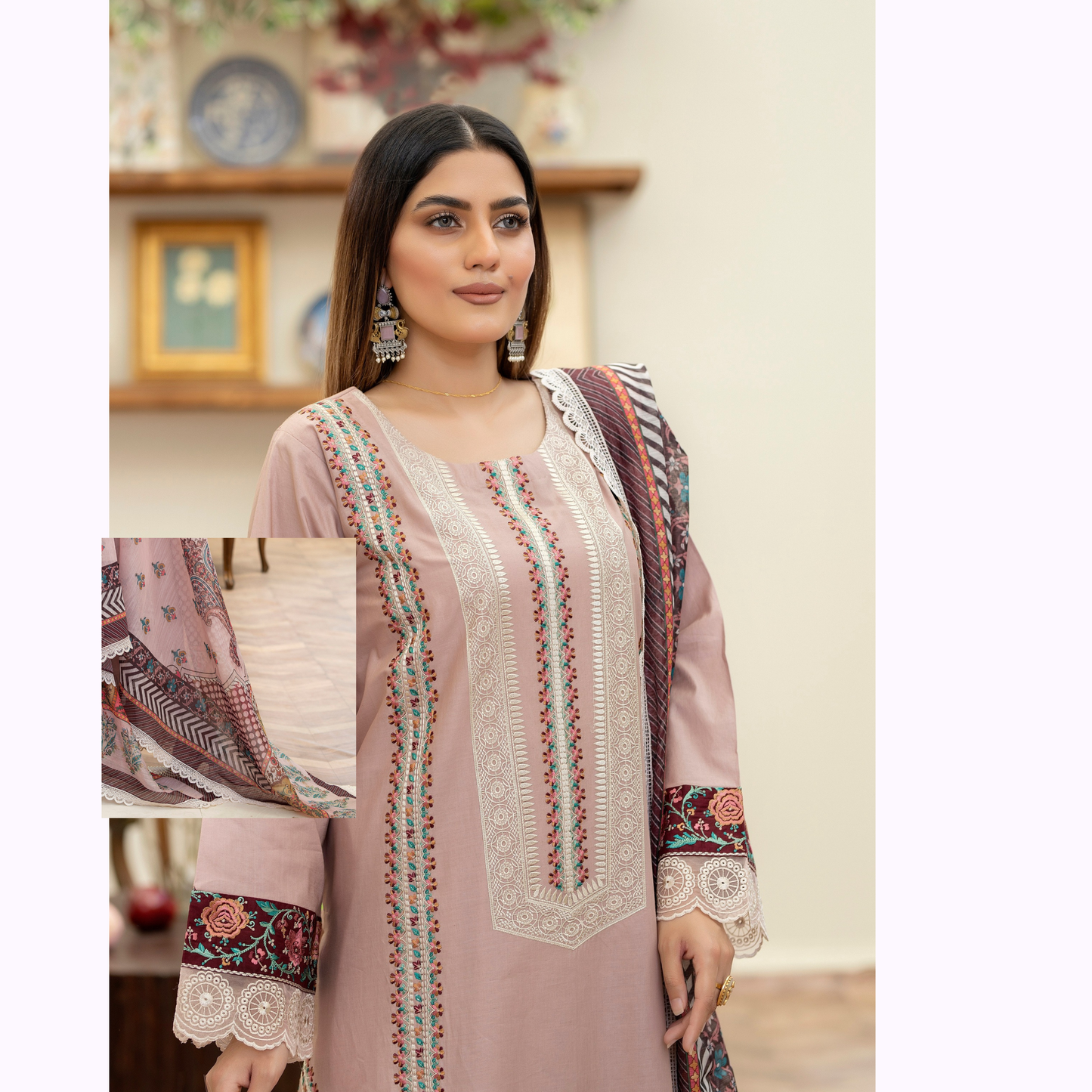 KC-1448 Embroidered Cotton Collection Ready to Wear 3 Pc - Karma Collection