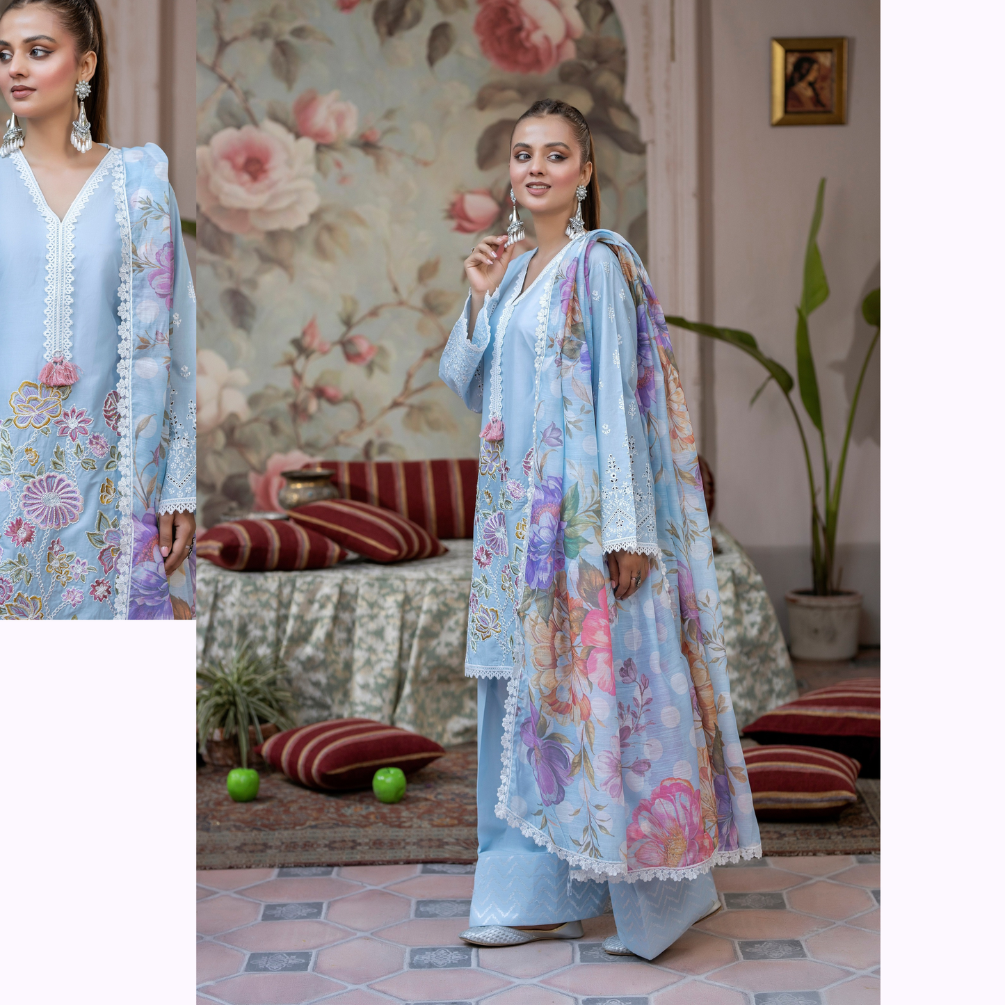 KC-1449 Trendy farshi Shalwar Embroidered Cotton Collection Ready to Wear 3 Pc - Karma Collection