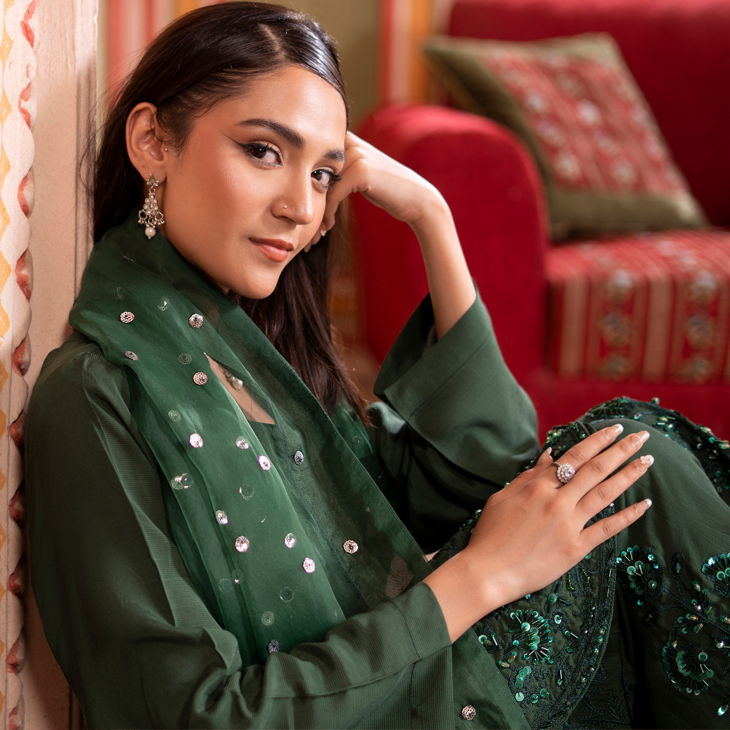 RA-19 Luxury Raw Silk Embroidered Farshi Shalwar Collection |Ready to Wear | Raniya.h