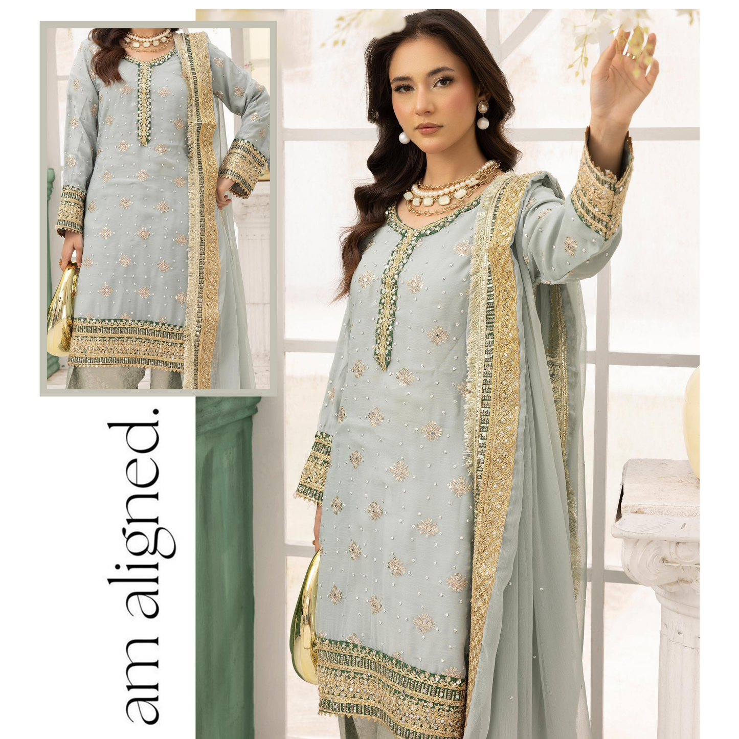UMS-27 "NIDA LUX SHIFFON" Luxury Chiffon with Farshi Shalwar Collection | Ready to Wear | Simrans