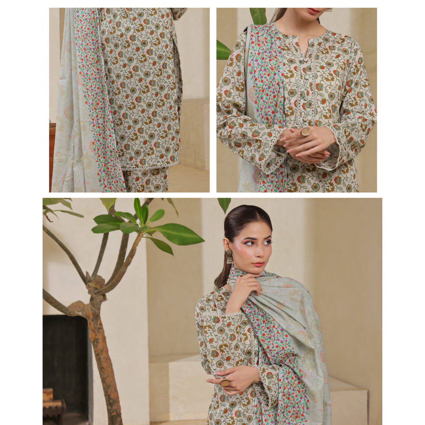 USN-14 Printed Lawn 3 Pc Dress | Ready to Wear | Saphron