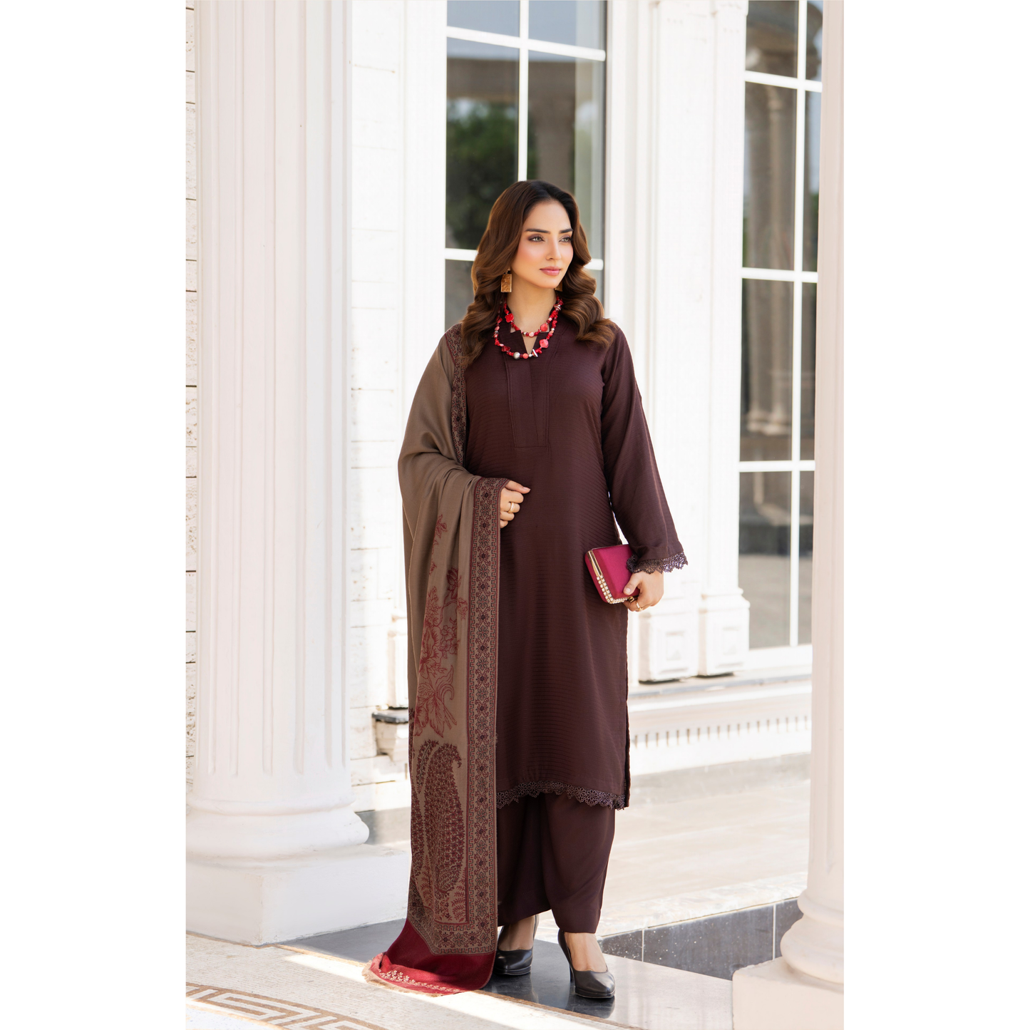RA-23 Dhanak Dress with Kashmiri Wool Shawl 3 Pc Collection |Ready to Wear | Winter Collection | Raniya.h