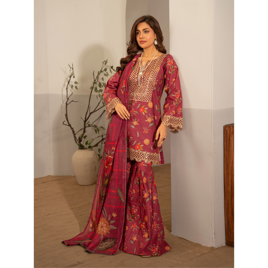 RA-14 3 Pc Embroidered printed Lawn Collection | Raniya.h |