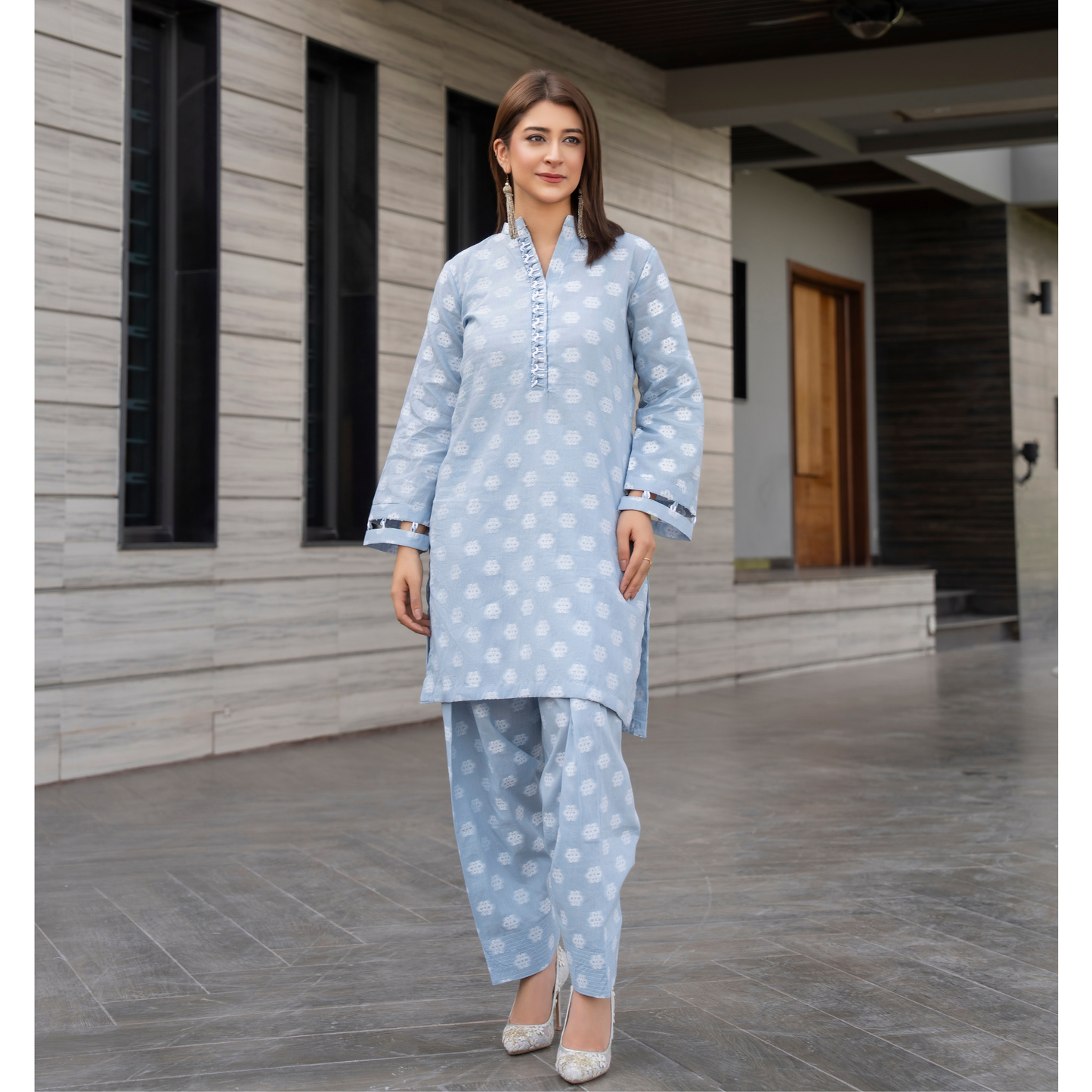 UA-86 2 Pc Jacquard Lawn Co-Ords Set | Ready to Wear | Umnaa