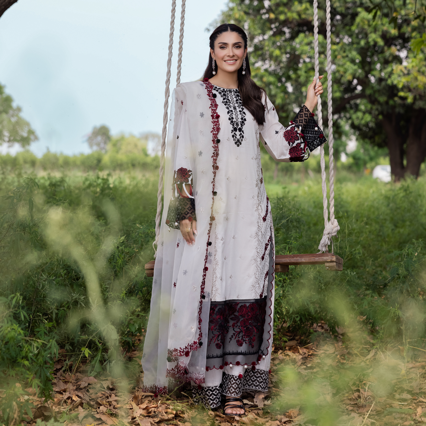 UAL-105 Luxury Festive Lawn Embroidered Mother–Daughter Matching Outfit Set by ALLY'S