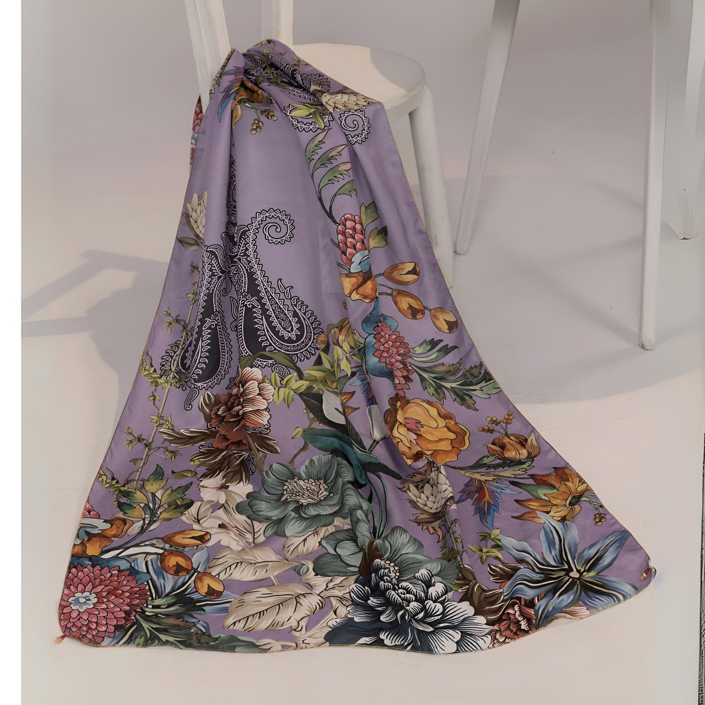 (Dull purple) 3 Pc Linen Shirt & Plazo with Maria Wool Shawl | Winter Collection | SIMRANS