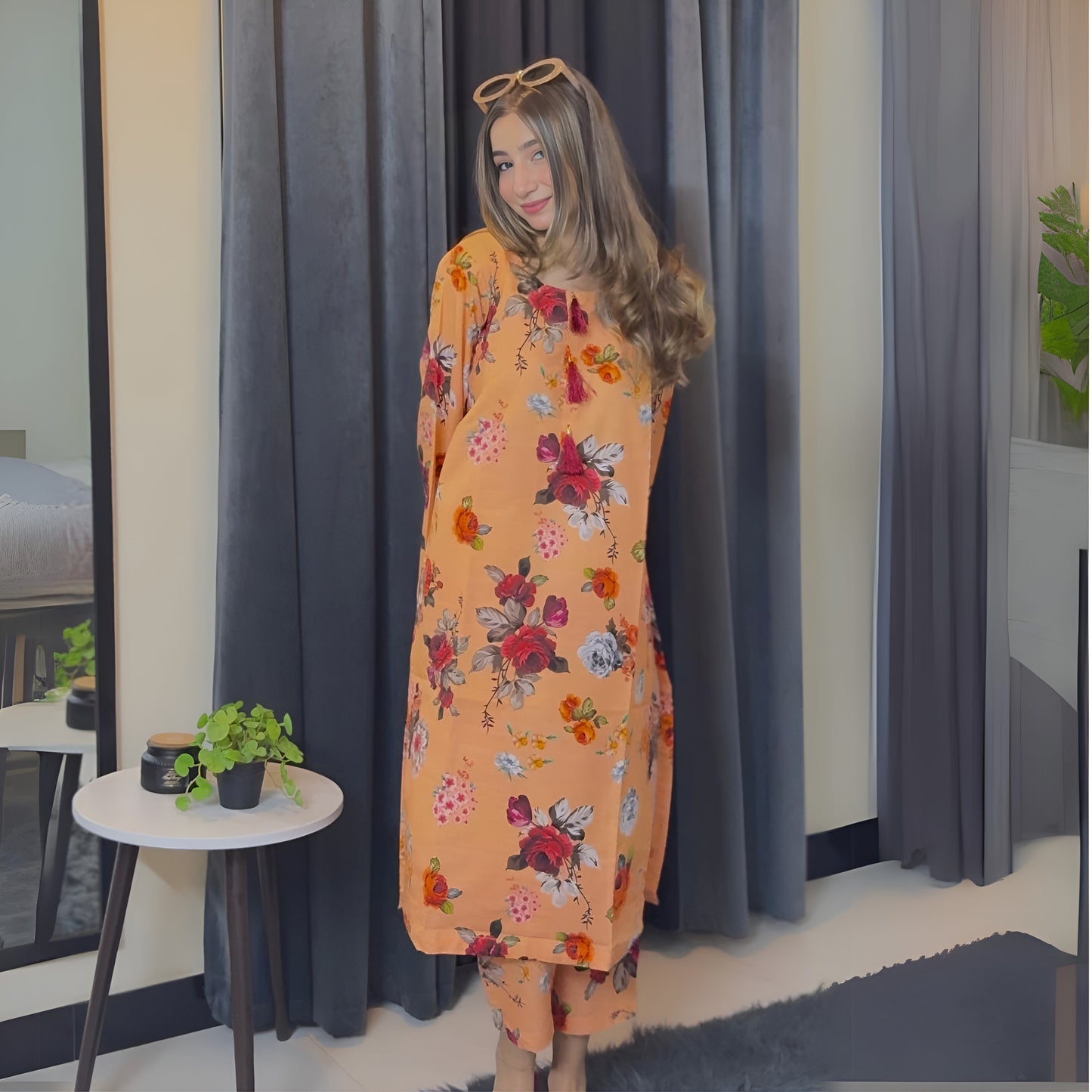 Multi 2 Pc floral Printed Khaddar Pakistani Co-Ords Set | Ready to wear| Naubahar