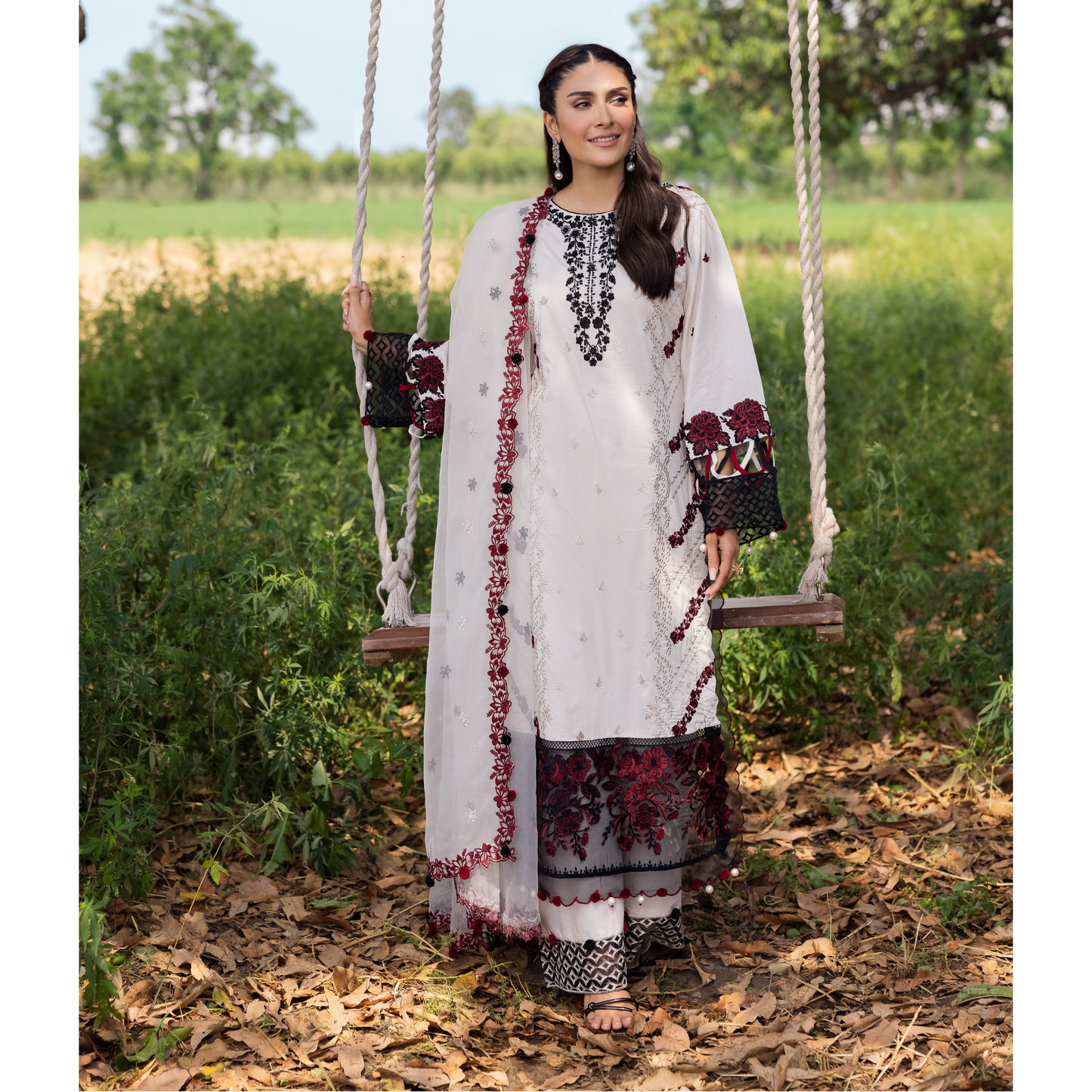UAL-105 Luxury Festive Lawn Embroidered Mother–Daughter Matching Outfit Set by ALLY'S