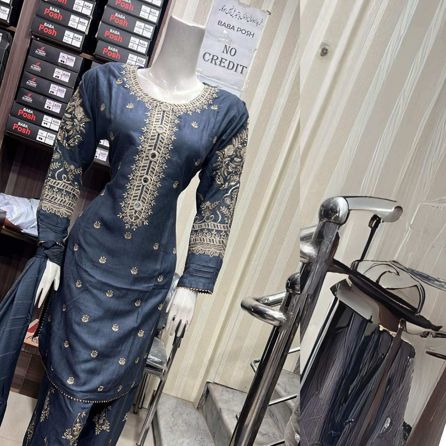 Embroidered Dhanak Dress with Pashmina Shawl | Ready to Wear Winter Collection UMNAA