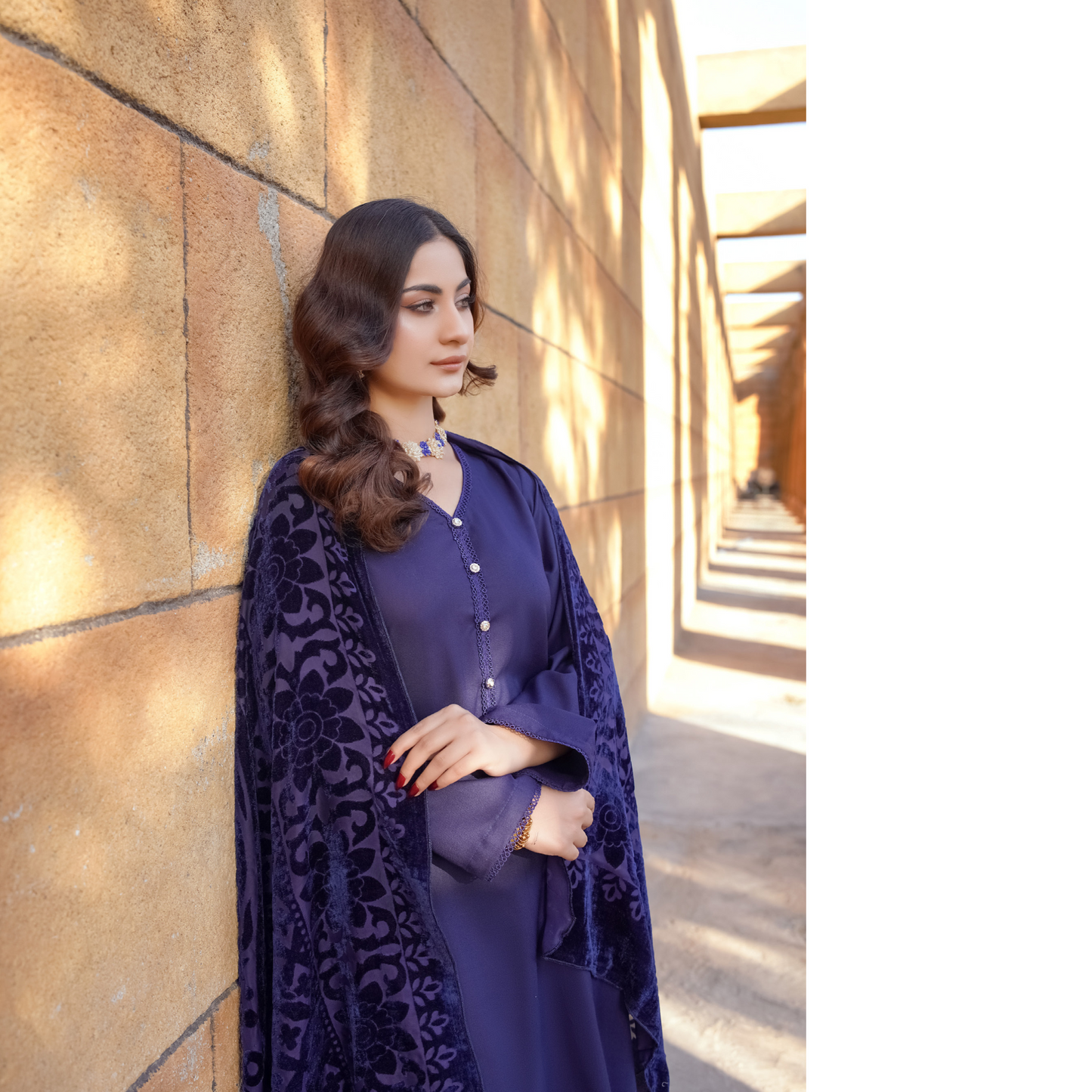 3 Pc Dhanak Dress with Palachi Shawl | Ready-to-wear | Winter Collection |RD