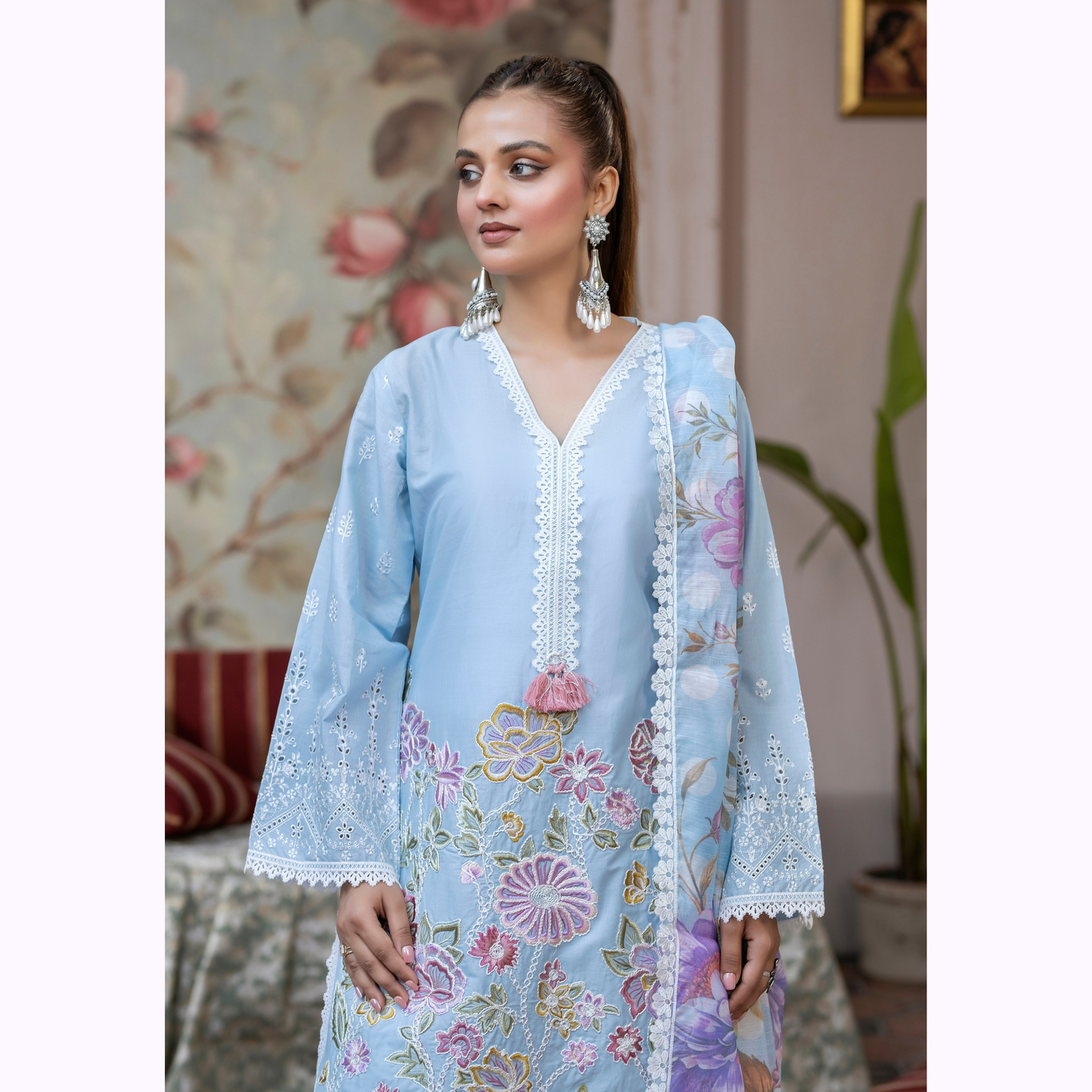 KC-1449 Trendy farshi Shalwar Embroidered Cotton Collection Ready to Wear 3 Pc - Karma Collection