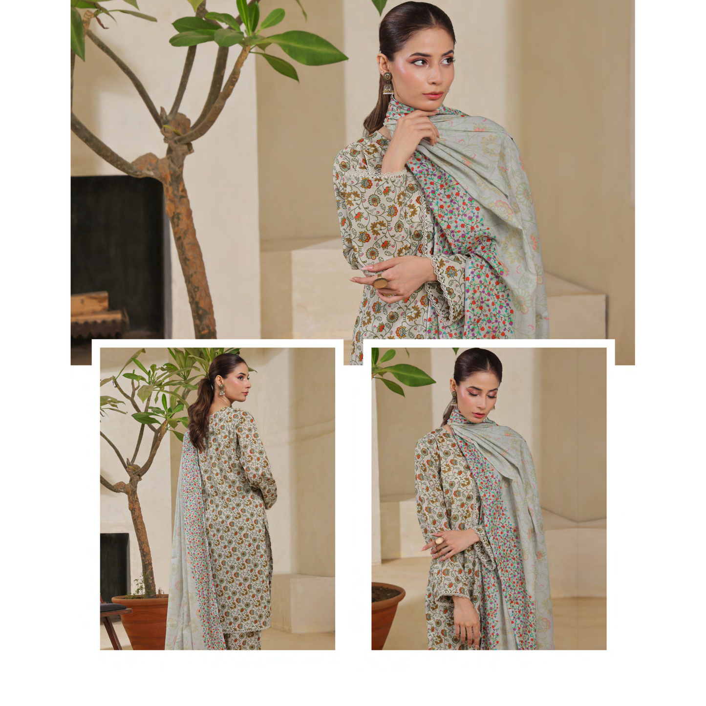 USN-14 Printed Lawn 3 Pc Dress | Ready to Wear | Saphron