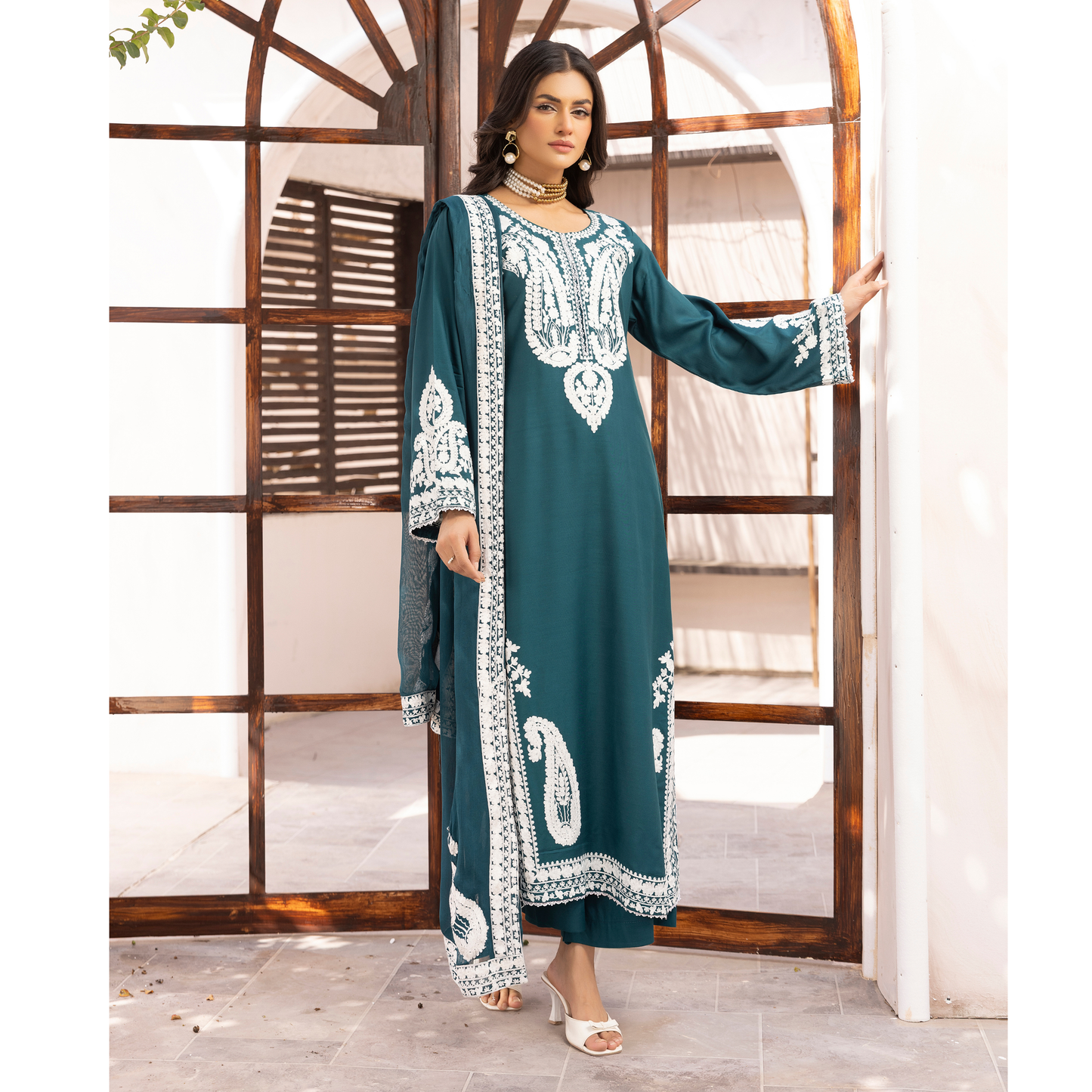 UMS-40 Almila by Simrans Dhanak Embroidered 3 Pc Collection Asian Clothes | Modest Wear