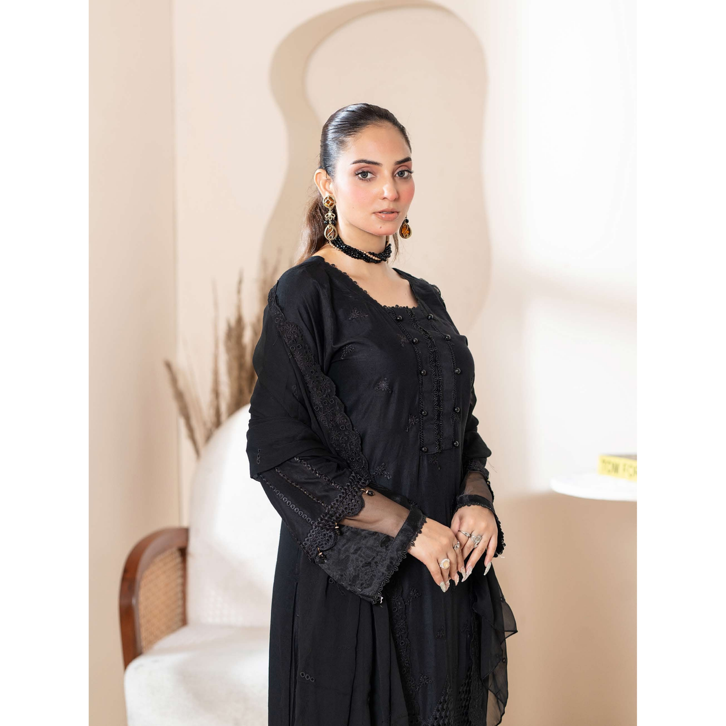 UMRZ-51 "IMAGEKARI" Linen Chikankari 3 Pc Collection by Rangz