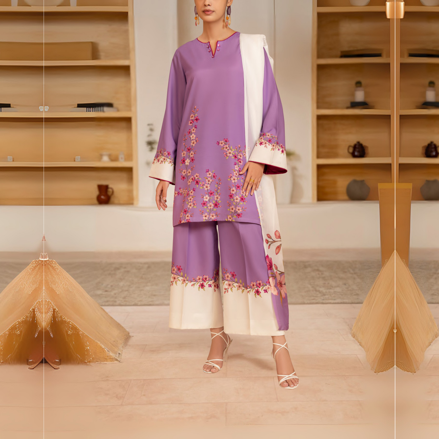 UCA-26 "Gul e Jana" Viscose Silk 3 Pc Collection by Casuallite