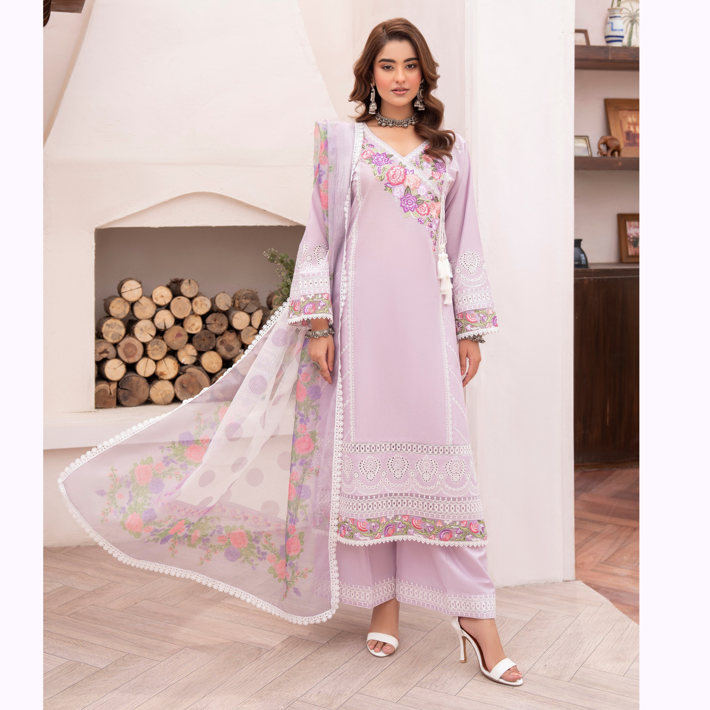 KC-1481 Embroidered Luxury Chikankari Cambric Cotton Collection | Ready to Wear | Karma Collection