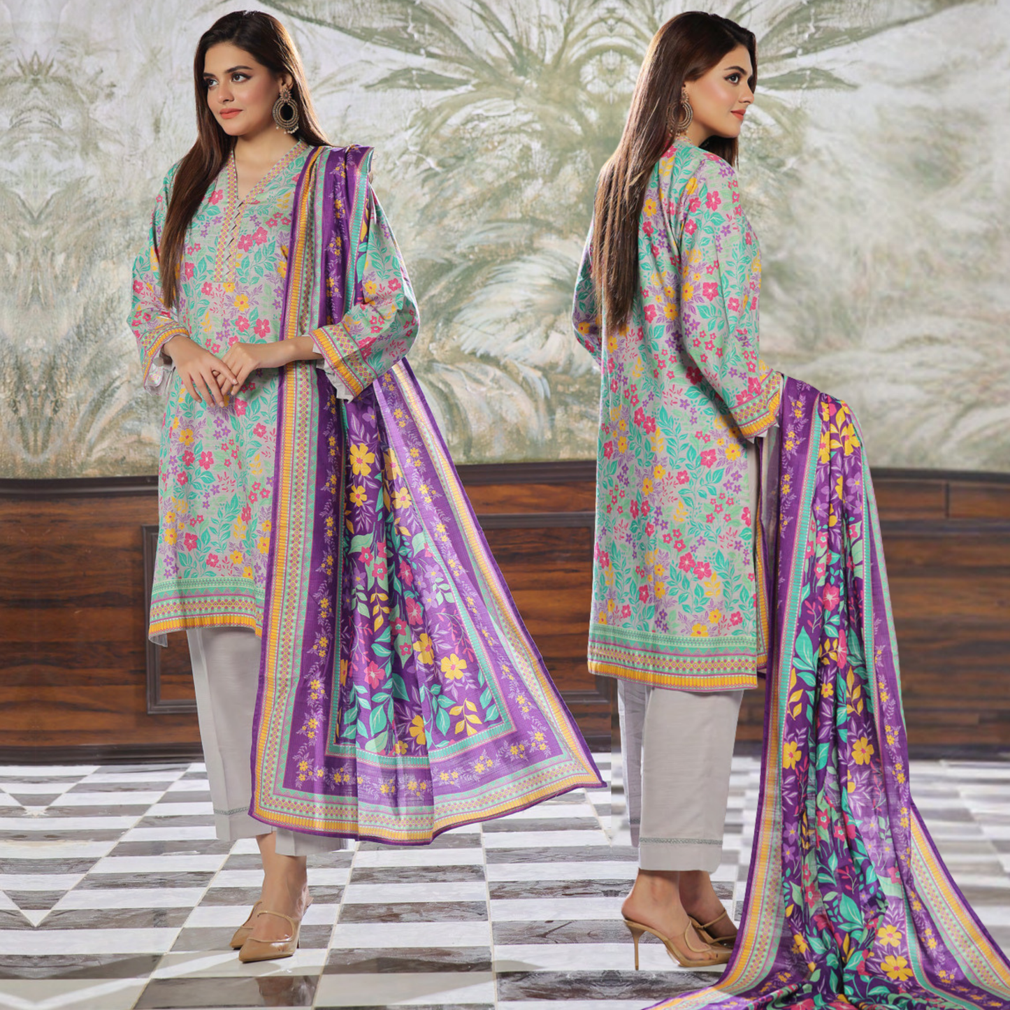 USN-15 Printed Khaddar 3 Pc Collection Set by Saphron