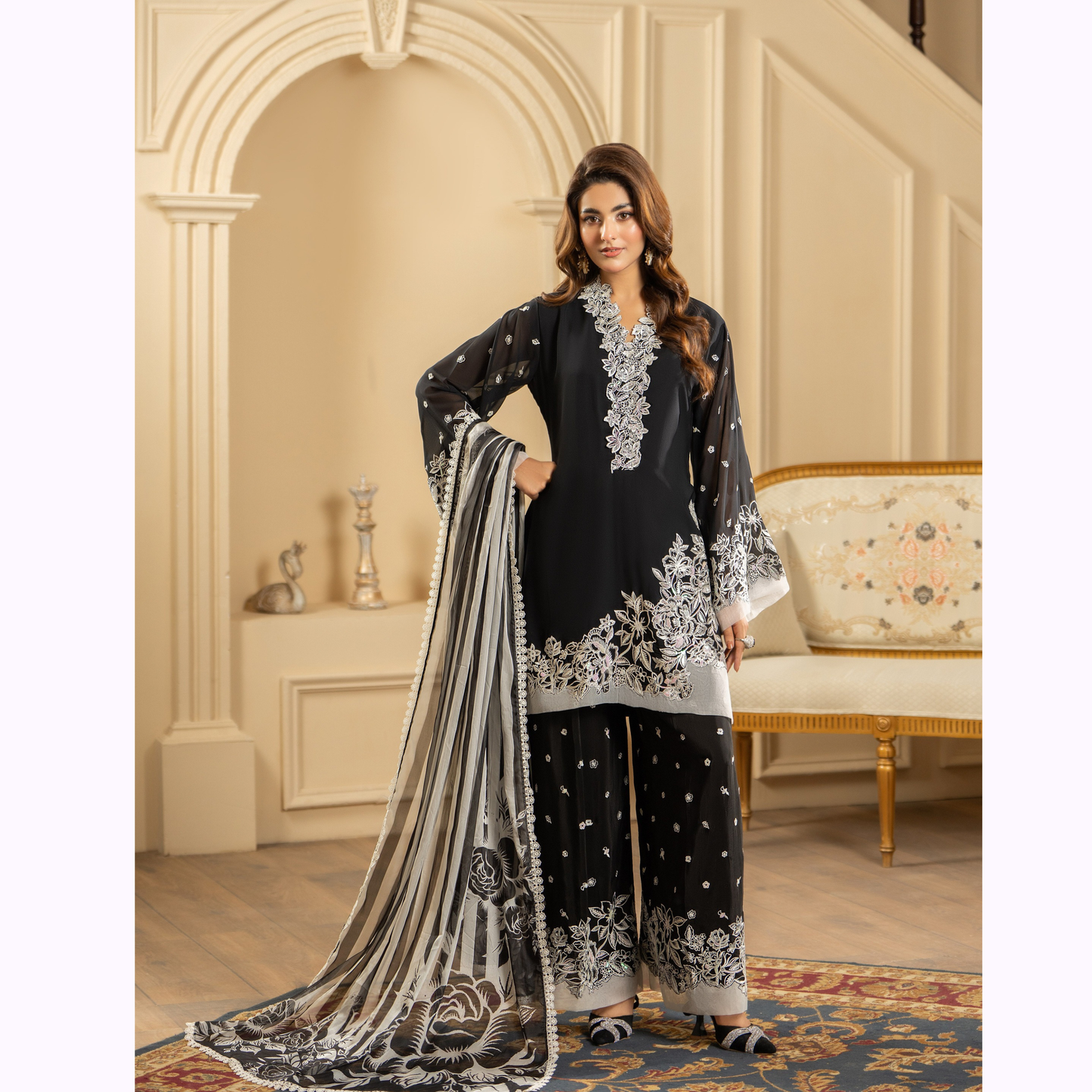 F-469 Embroidered Georgette Chiffon Collection by karma Collection