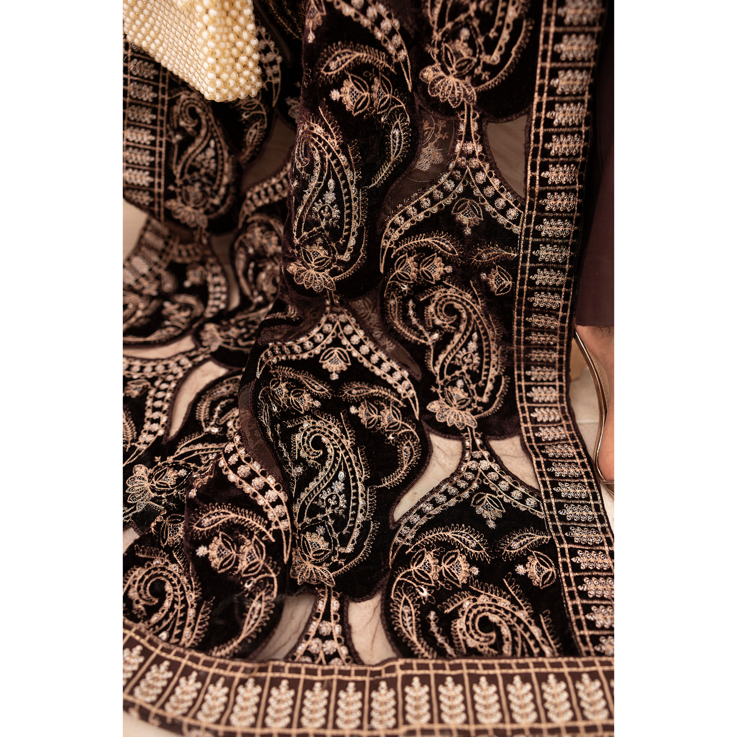 UMS-37 Hanna by Simrans Embroidered Dhanak Dress with Winter Laser Cut Shawl | Ready to Wear | Asian Clothes