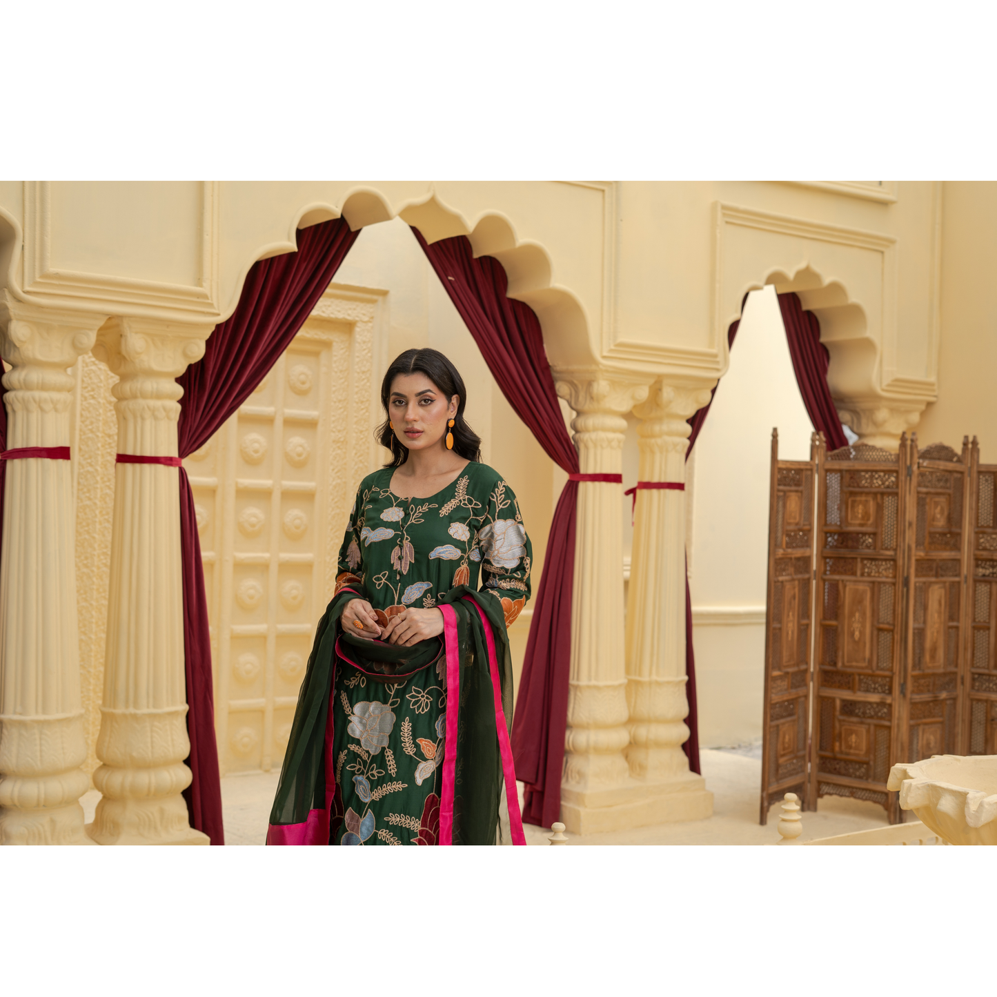 UA-128 3 Pc Embroidered Linen Collection Pakistani Dress Asian Clothes