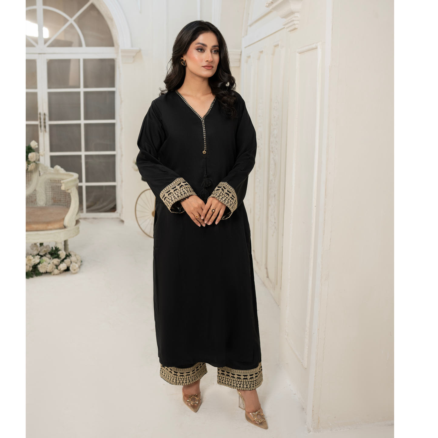 UA-50 Embroidered Viscose Linen 2 Pc Pakistani Co Ord Set Dress | Ready to wear | UMNAA