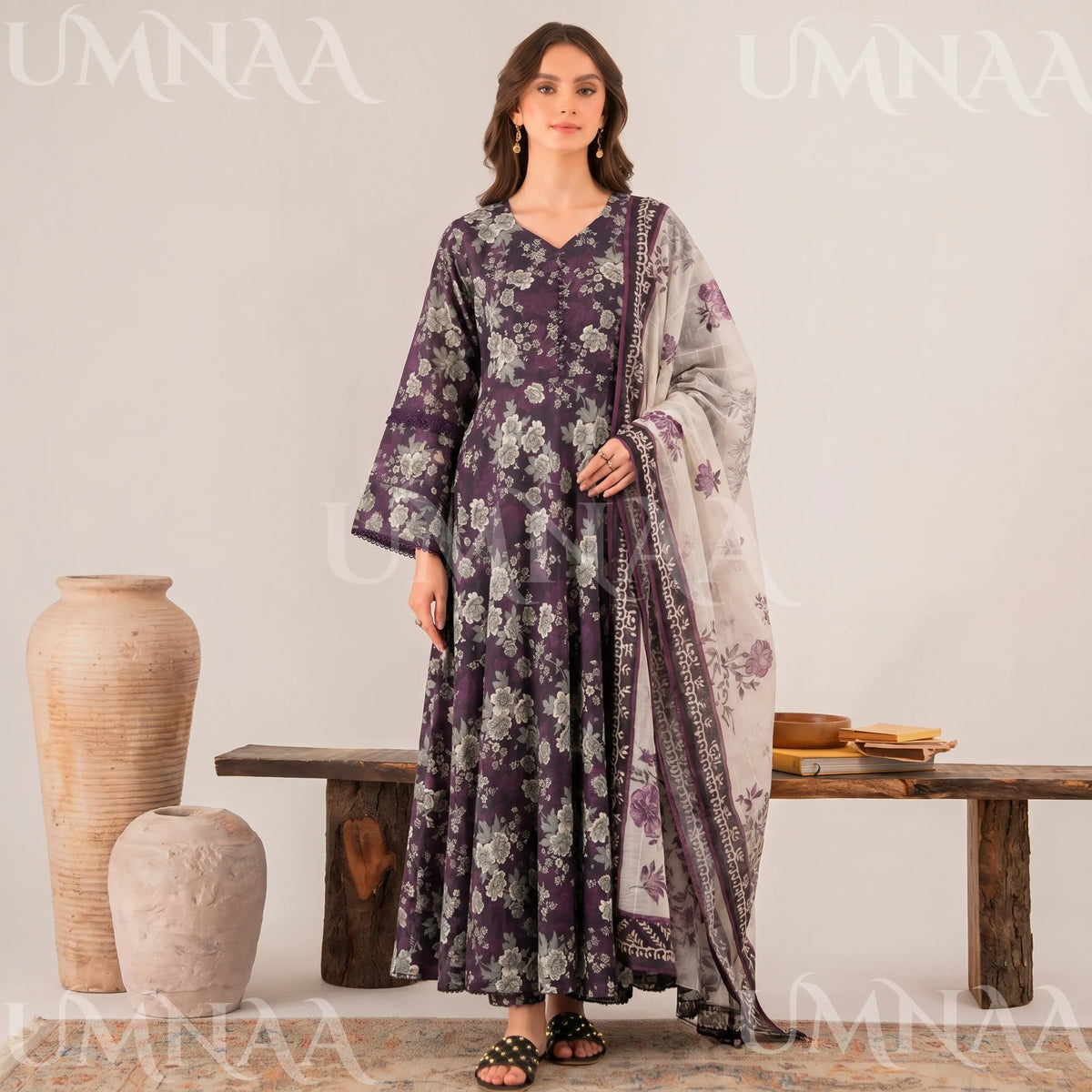 UA-197 Printed Poly Lawn frock 3 Pc Collection Ready to Wear Pakistani Asian clothes