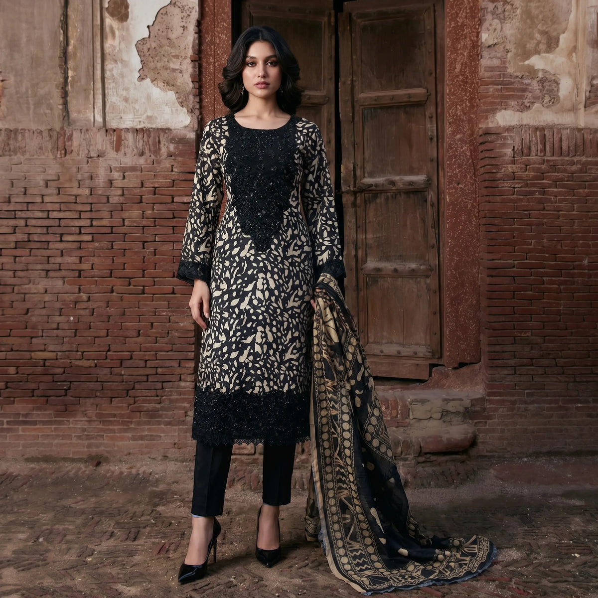 UA-198 Embroidered Printed Poly Silk Lawn Collection by Umnaa | Ready to Wear | Asian Clothes